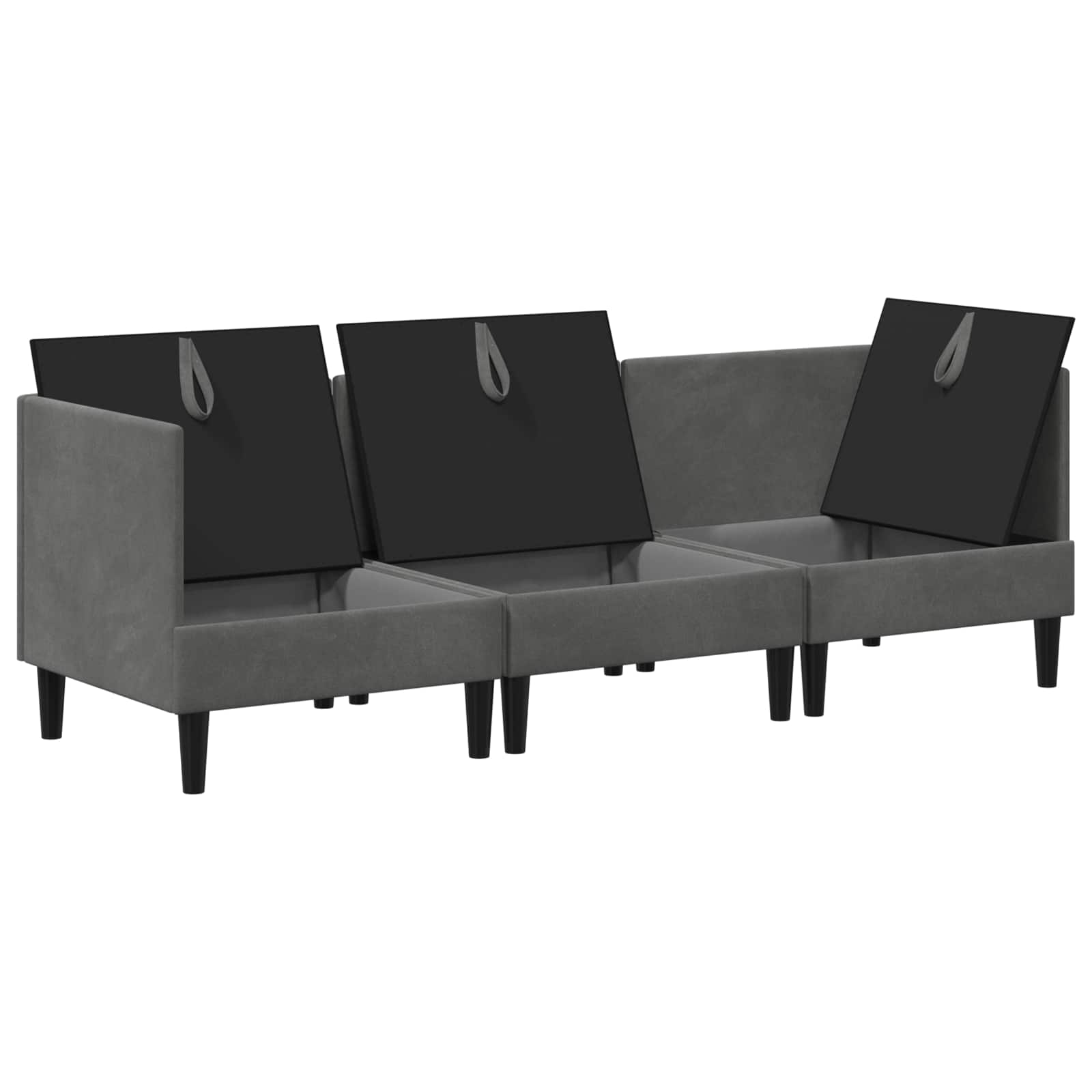vidaXL Zestaw mebli do salonu z poduszką 3 pcs ciemnoszary Welur