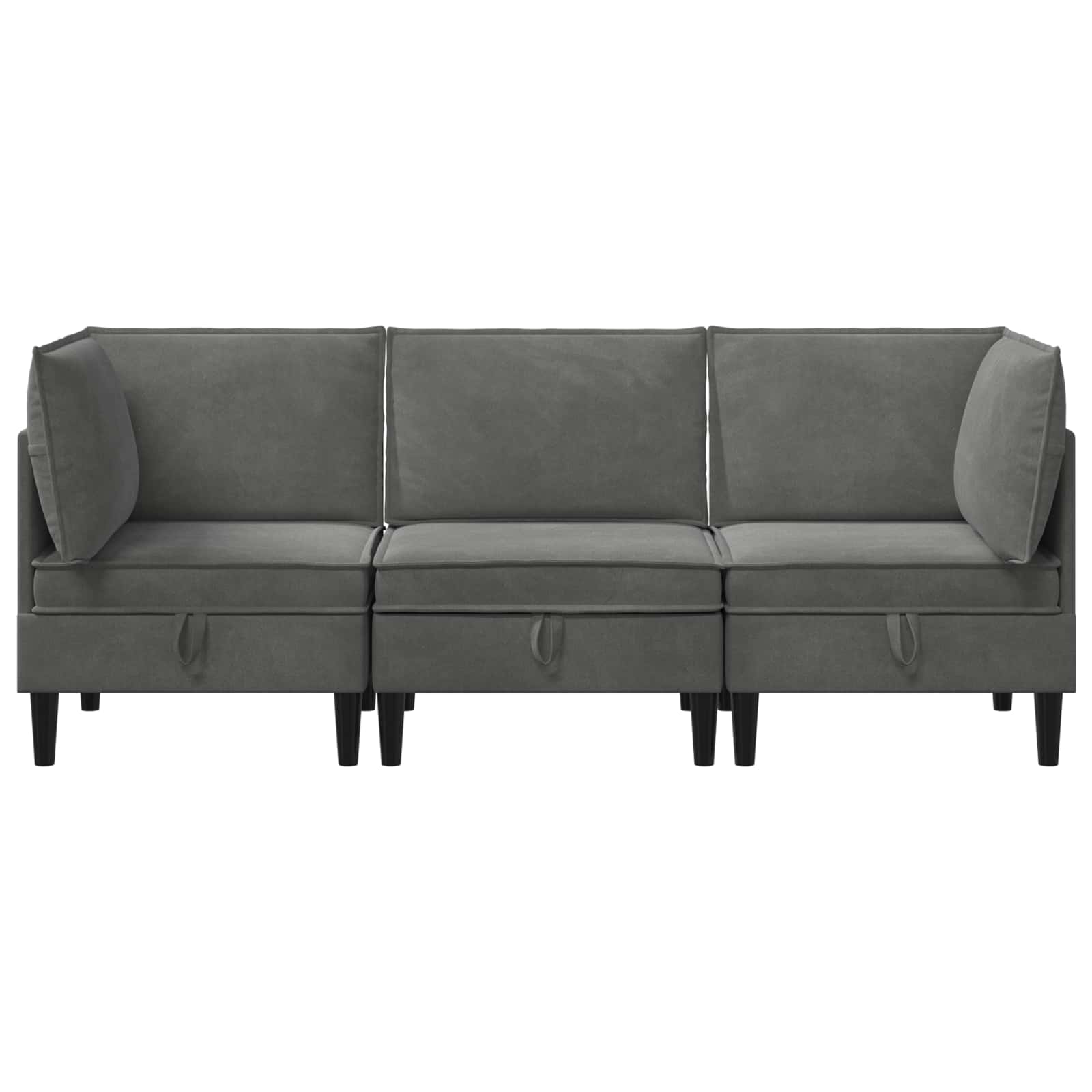 vidaXL Zestaw mebli do salonu z poduszką 3 pcs ciemnoszary Welur