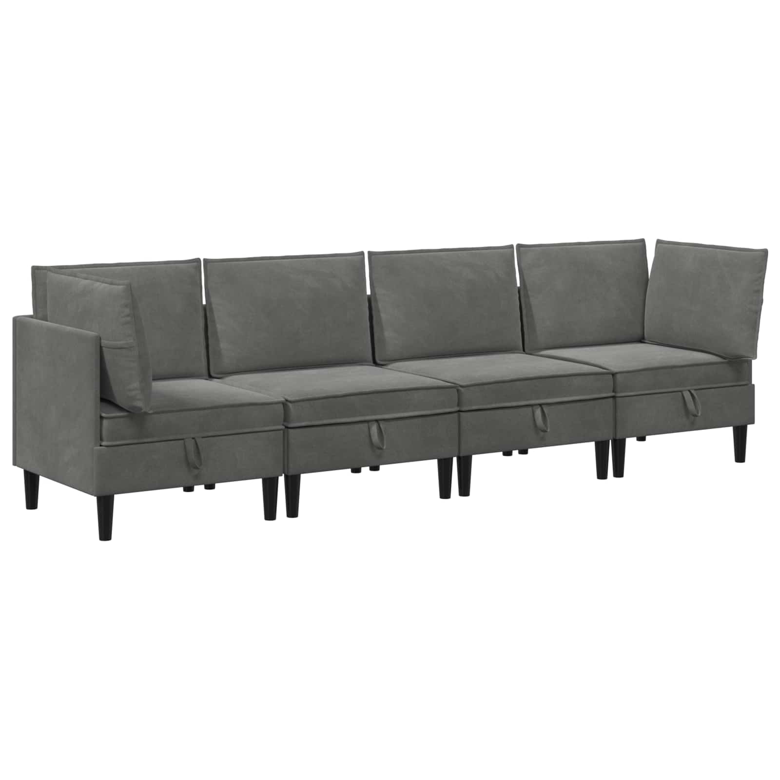 vidaXL Zestaw mebli do salonu z poduszką 4 pcs ciemnoszary Welur