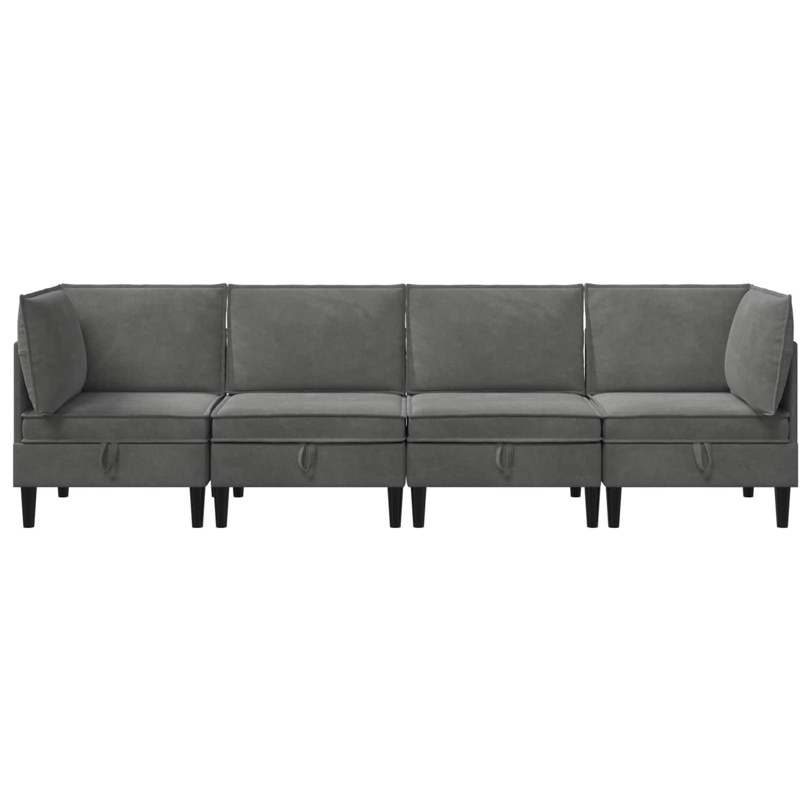 vidaXL Zestaw mebli do salonu z poduszką 4 pcs ciemnoszary Welur