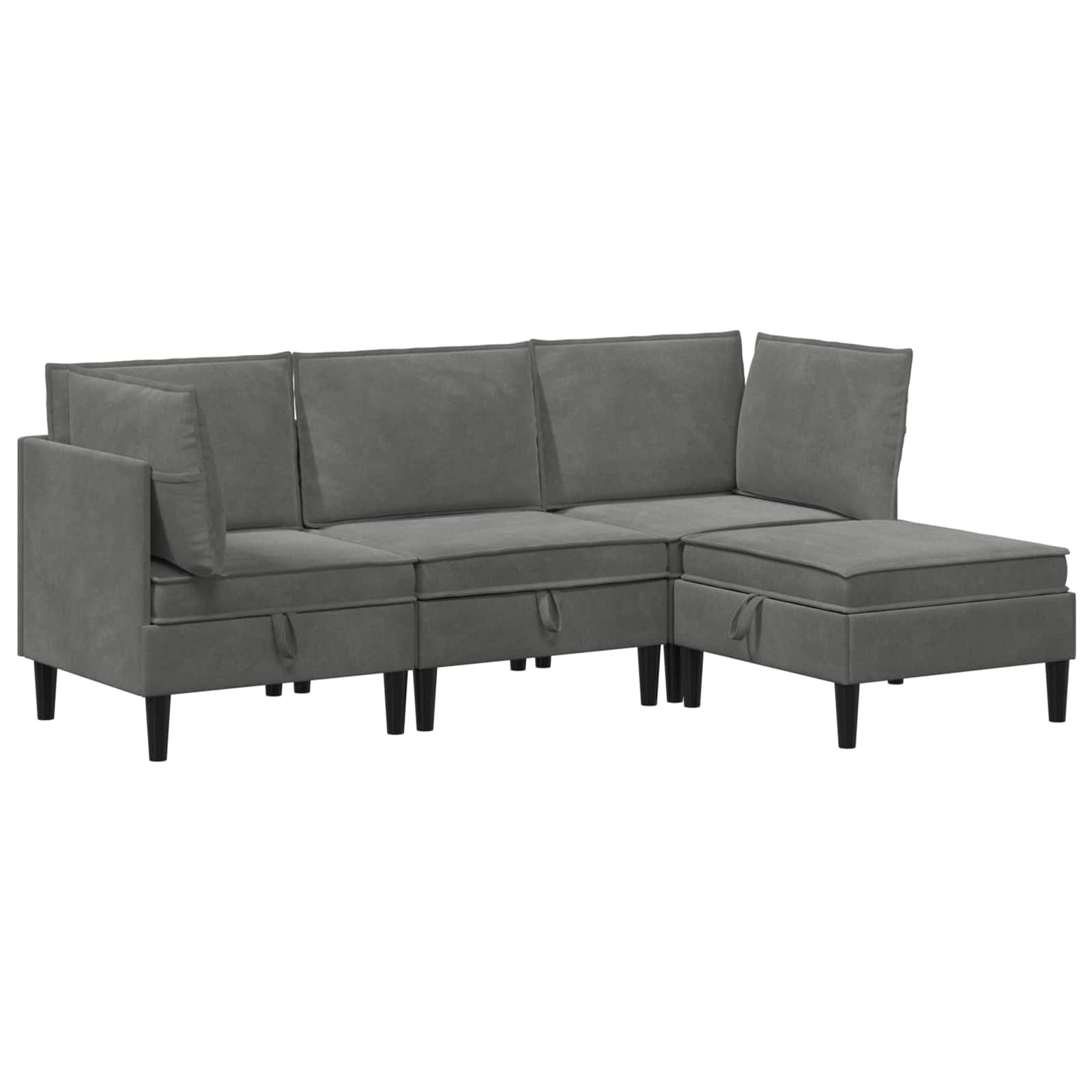 vidaXL Zestaw mebli do salonu z poduszką 4 pcs ciemnoszary Welur