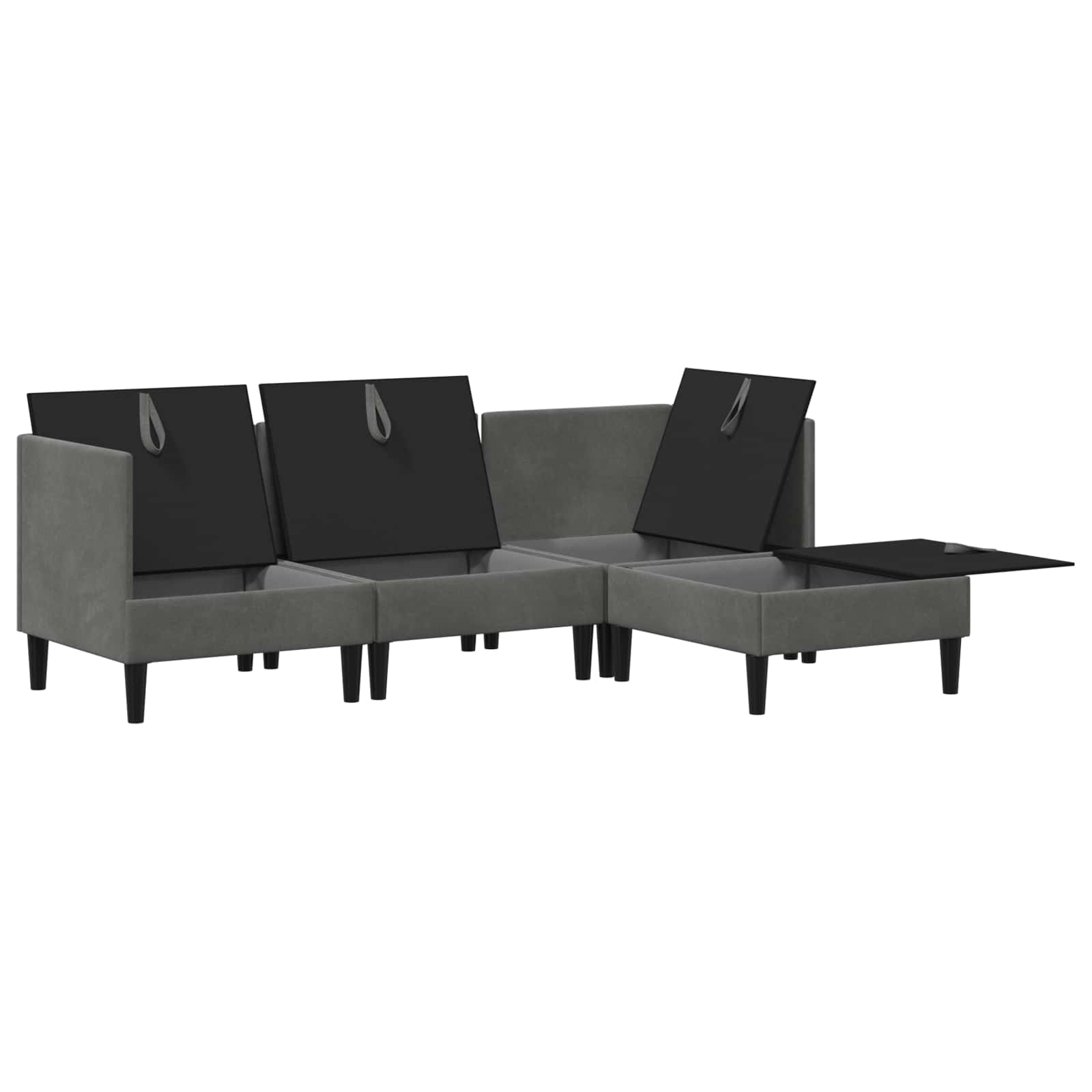 vidaXL Zestaw mebli do salonu z poduszką 4 pcs ciemnoszary Welur
