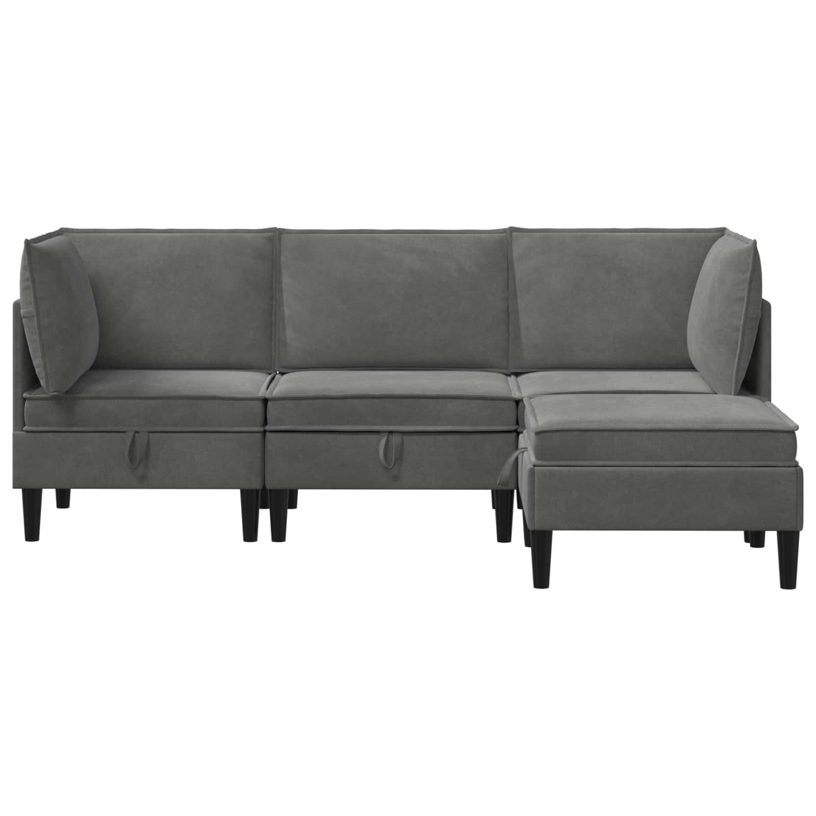 vidaXL Zestaw mebli do salonu z poduszką 4 pcs ciemnoszary Welur