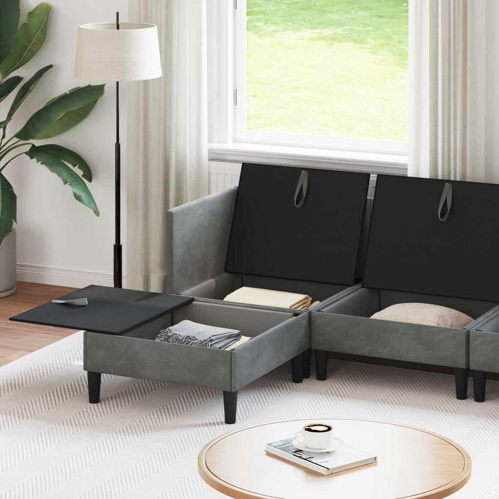 vidaXL Zestaw mebli do salonu z poduszką 6 pcs ciemnoszary Welur