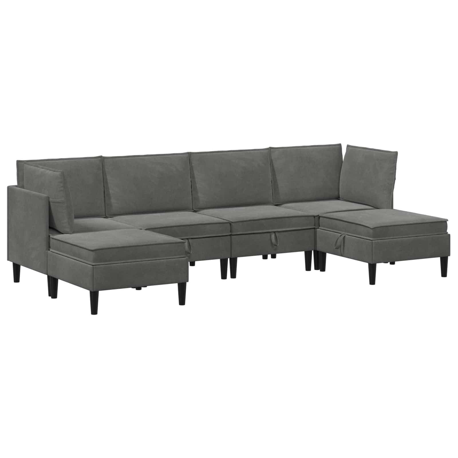 vidaXL Zestaw mebli do salonu z poduszką 6 pcs ciemnoszary Welur