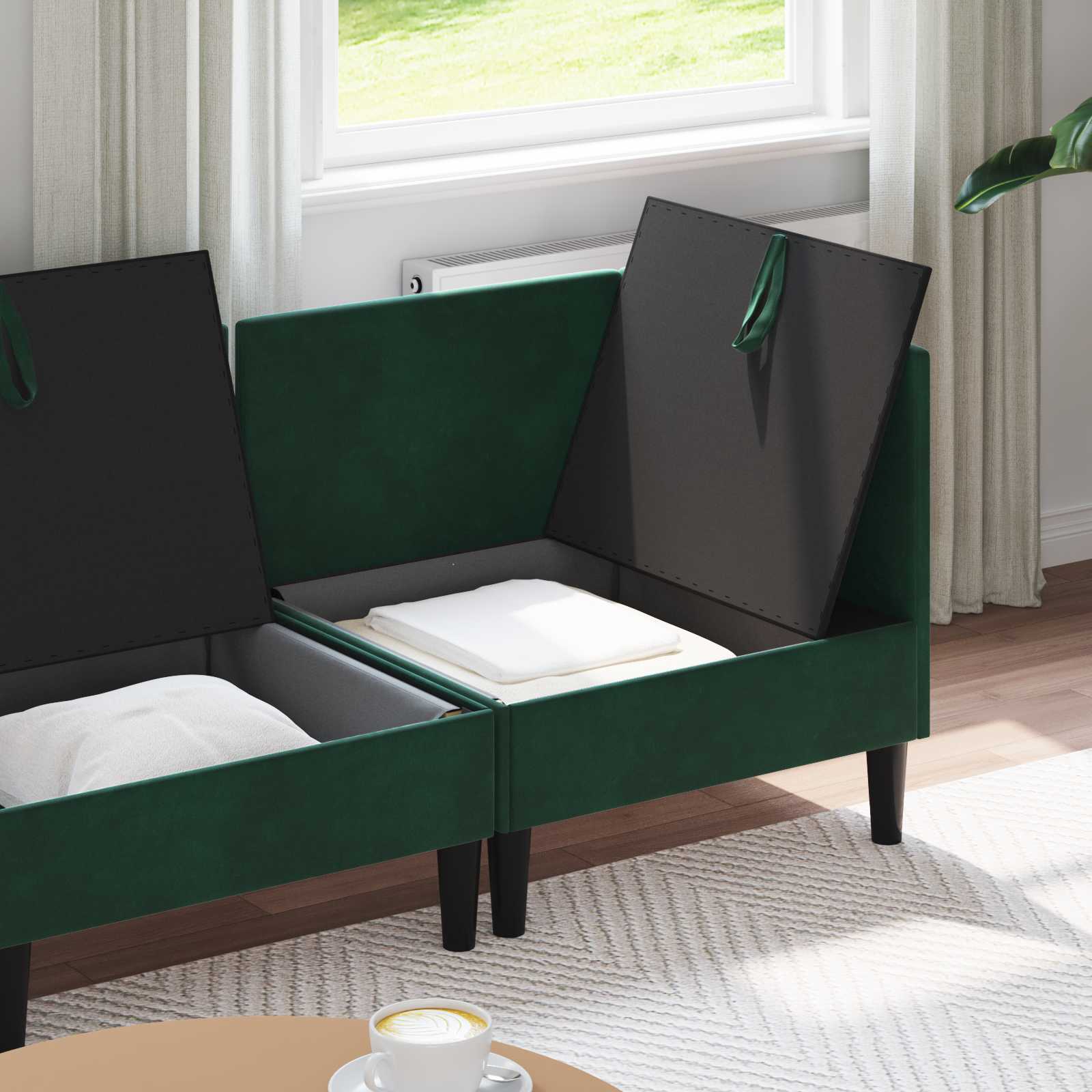 vidaXL Zestaw mebli do salonu z poduszką 3 pcs Ciemnozielony Welur