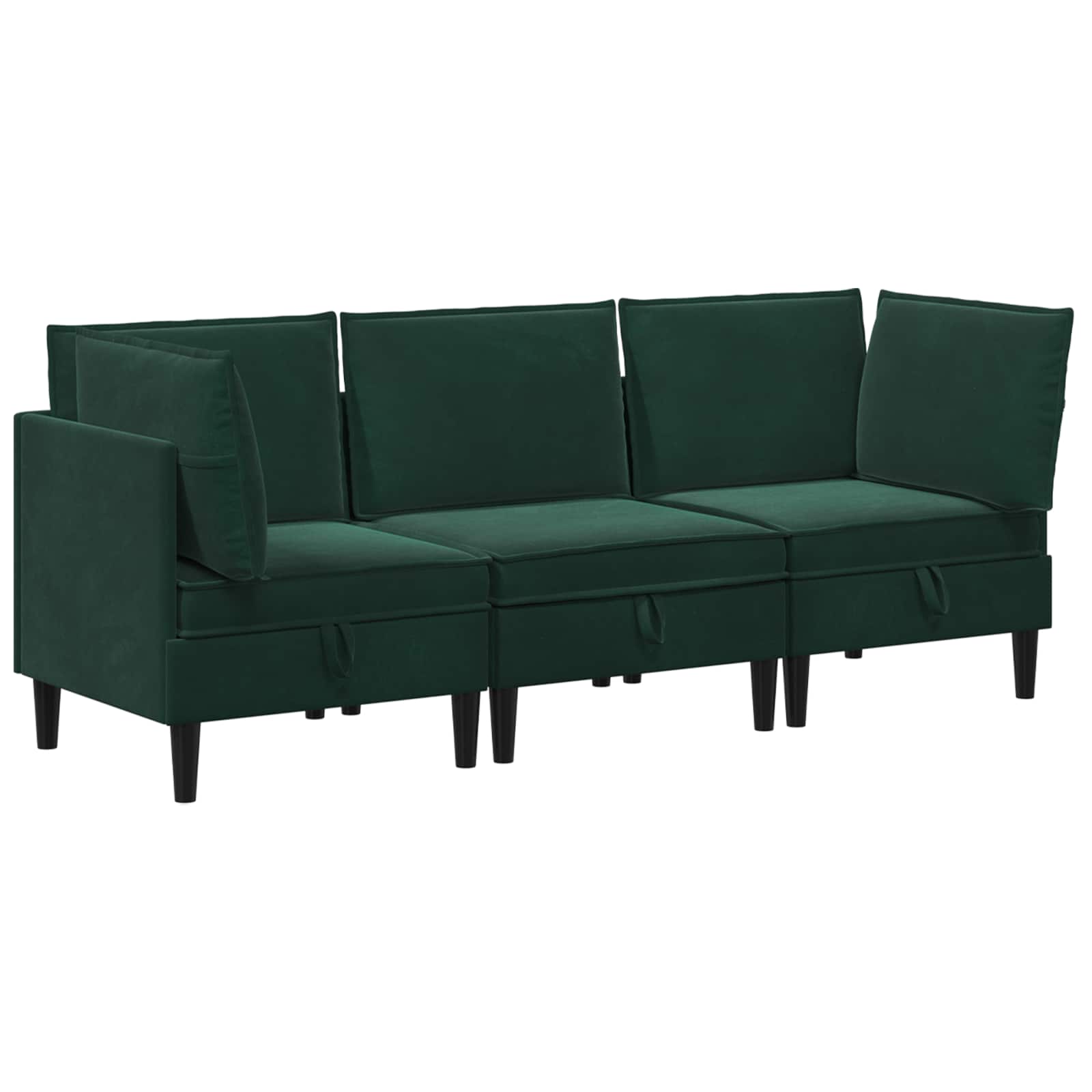 vidaXL Zestaw mebli do salonu z poduszką 3 pcs Ciemnozielony Welur