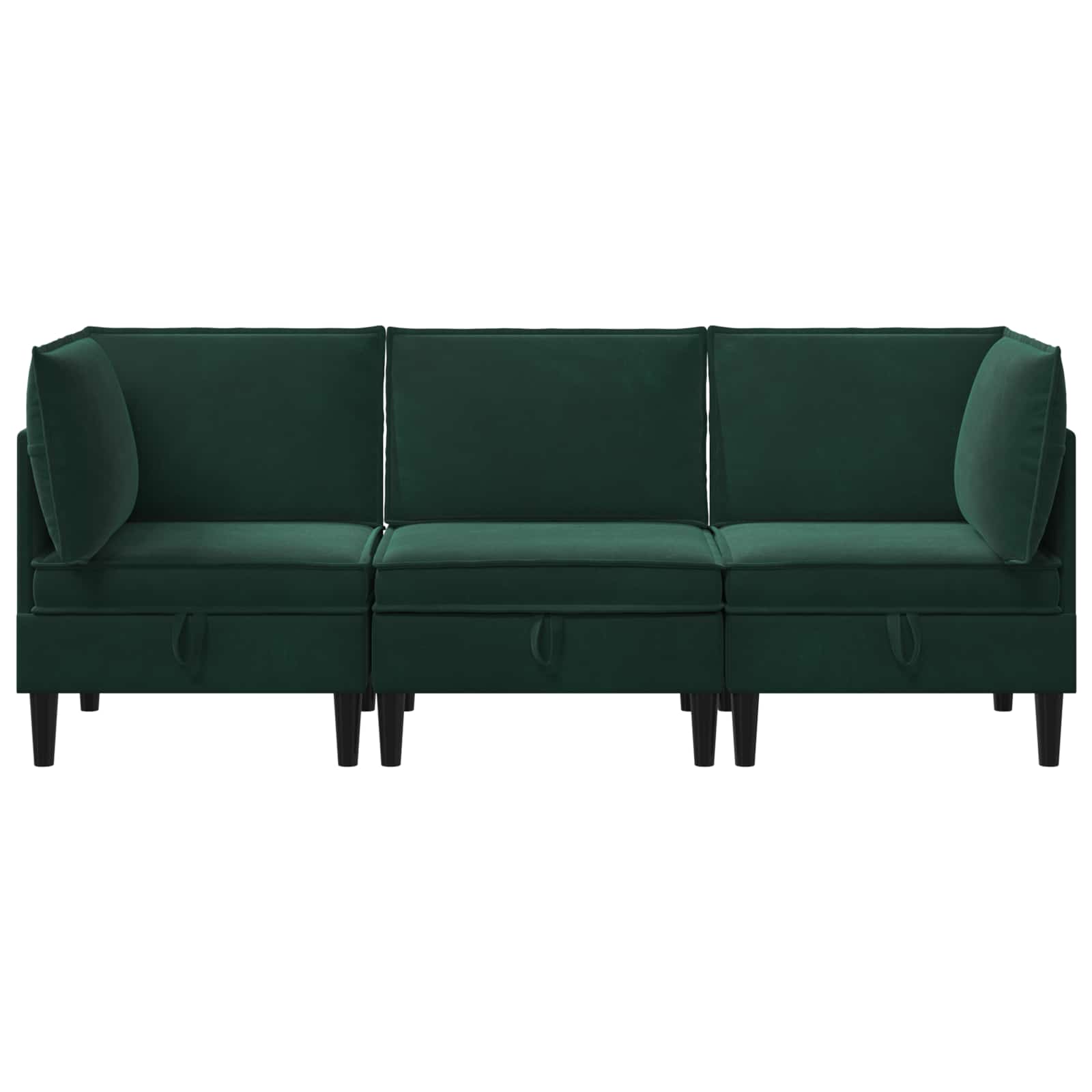 vidaXL Zestaw mebli do salonu z poduszką 3 pcs Ciemnozielony Welur