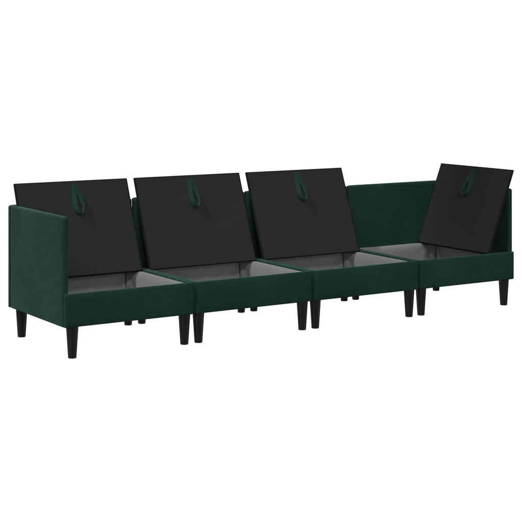 vidaXL Zestaw mebli do salonu z poduszką 4 pcs Ciemnozielony Welur