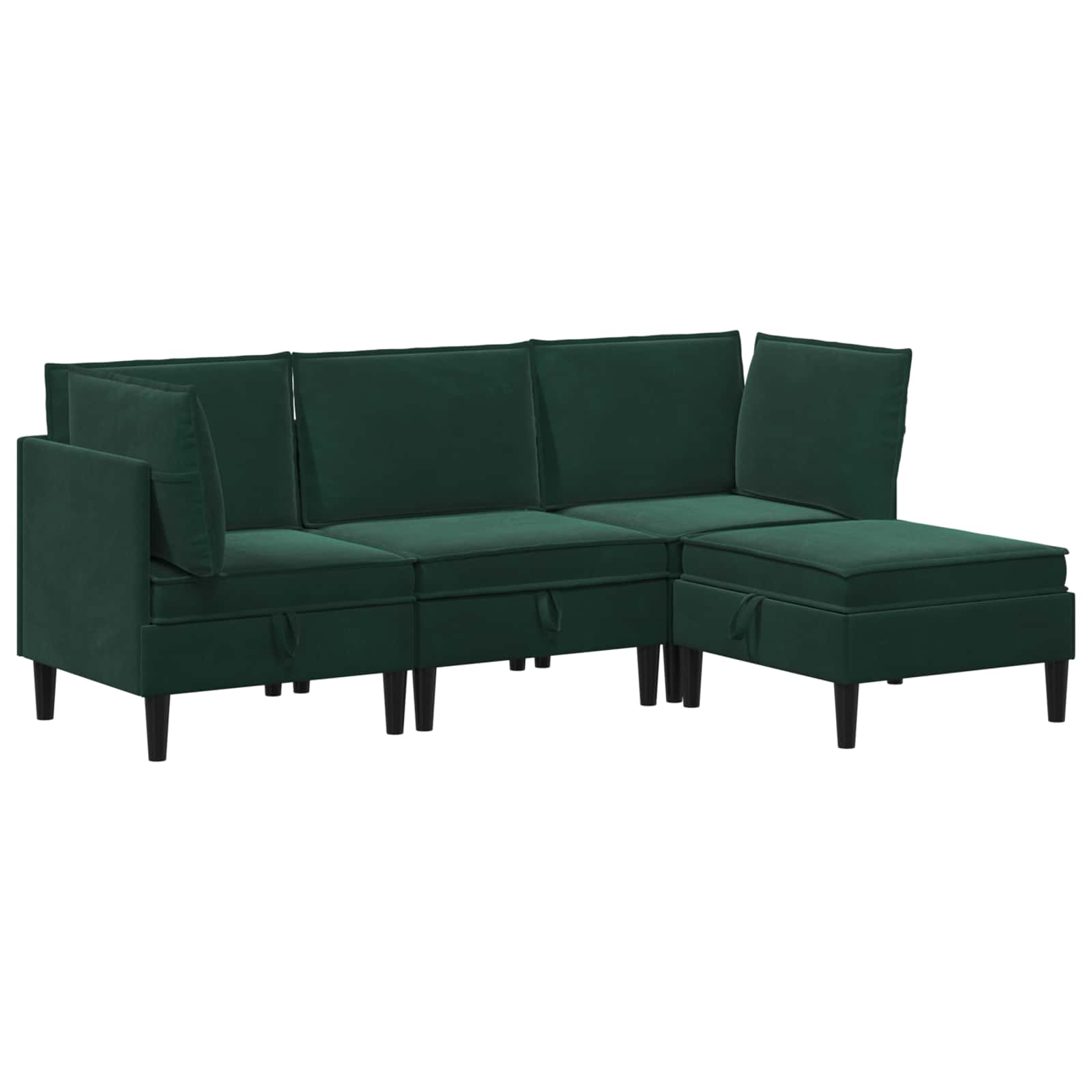 vidaXL Zestaw mebli do salonu z poduszką 4 pcs Ciemnozielony Welur