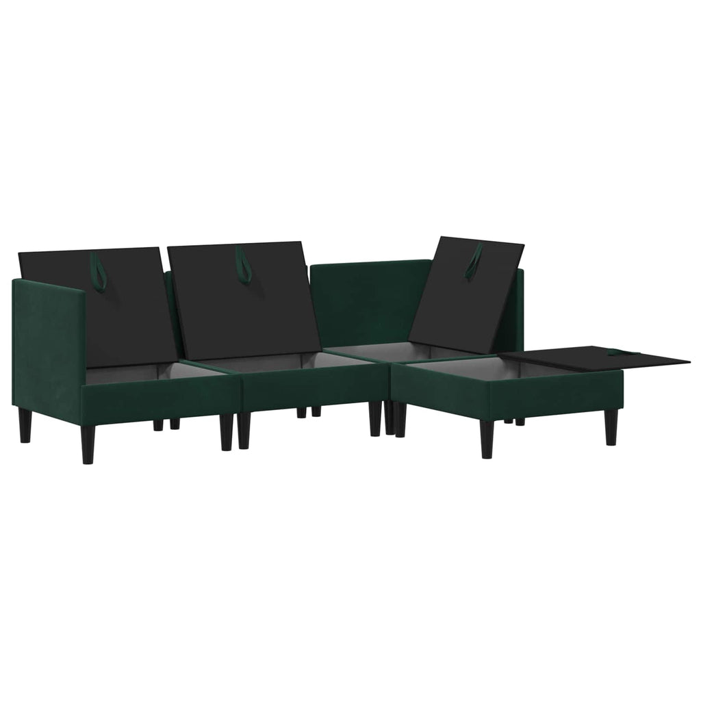 vidaXL Zestaw mebli do salonu z poduszką 4 pcs Ciemnozielony Welur