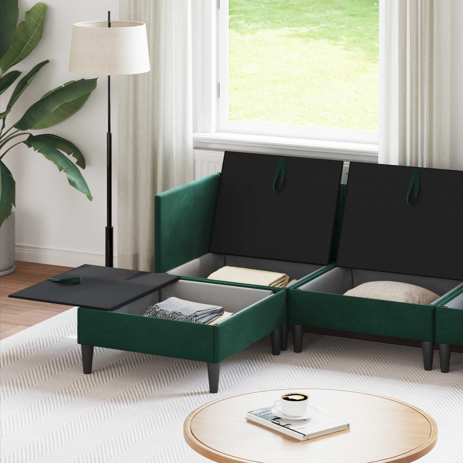 vidaXL Zestaw mebli do salonu z poduszką 5 pcs Ciemnozielony Welur
