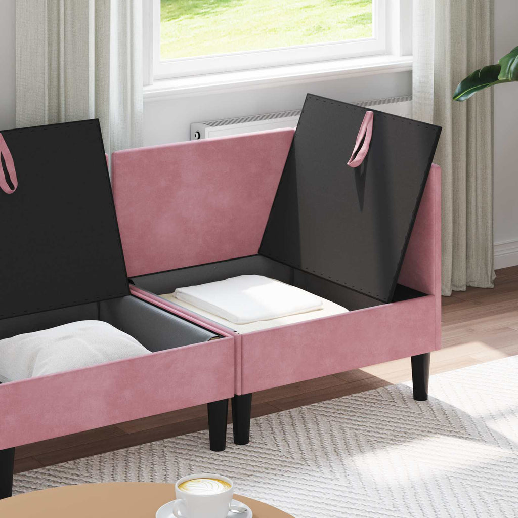 vidaXL Zestaw mebli do salonu z poduszką 3 pcs różowy Welur