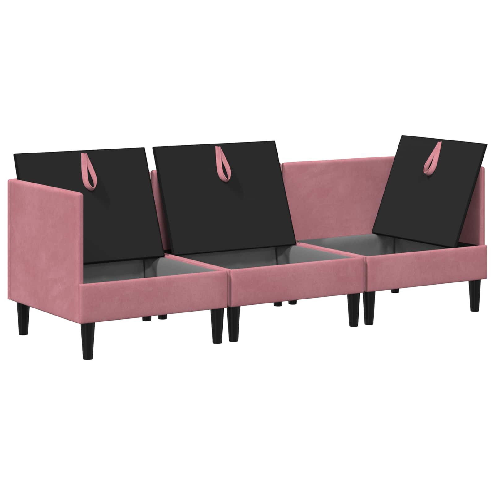 vidaXL Zestaw mebli do salonu z poduszką 3 pcs różowy Welur