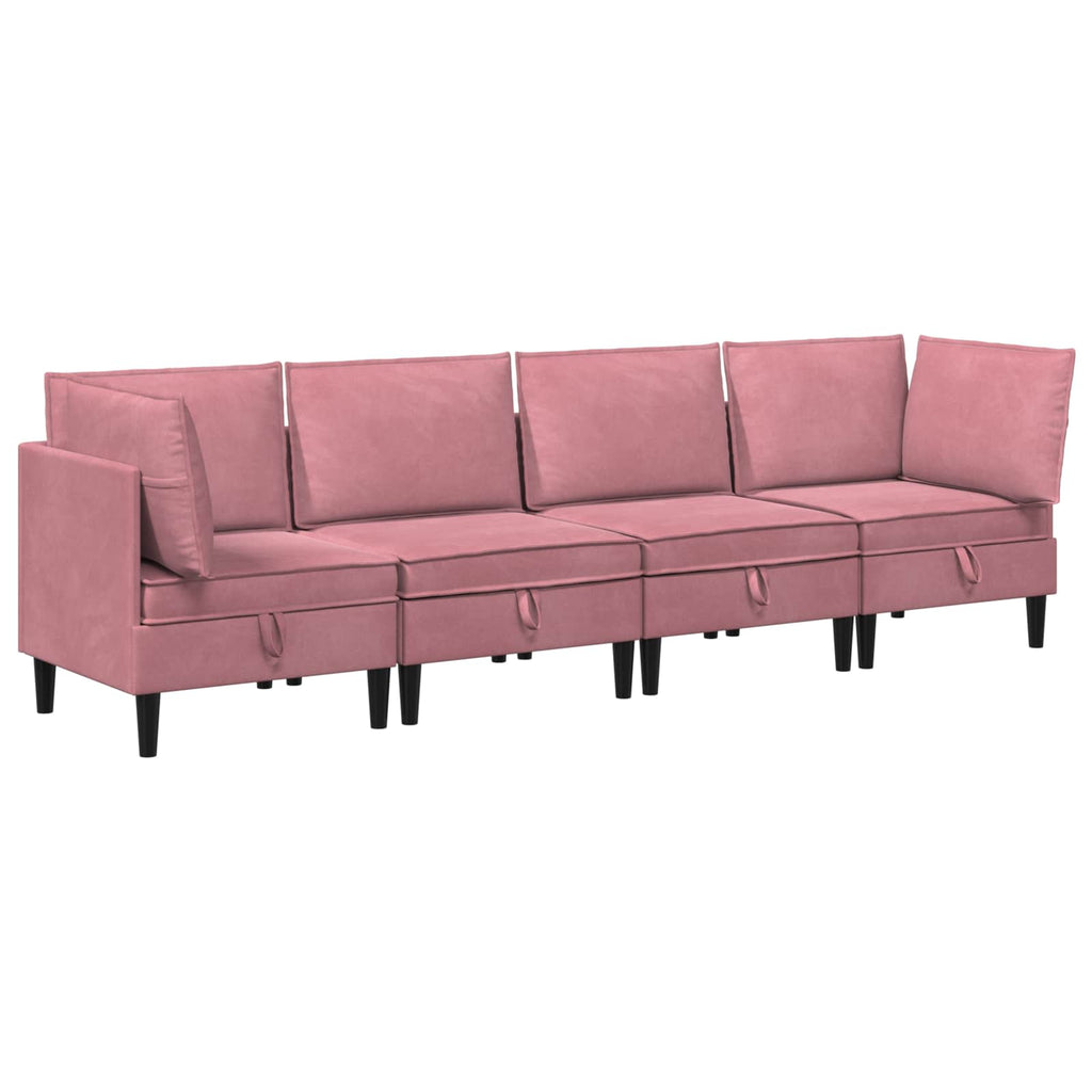 vidaXL Zestaw mebli do salonu z poduszką 4 pcs różowy Welur
