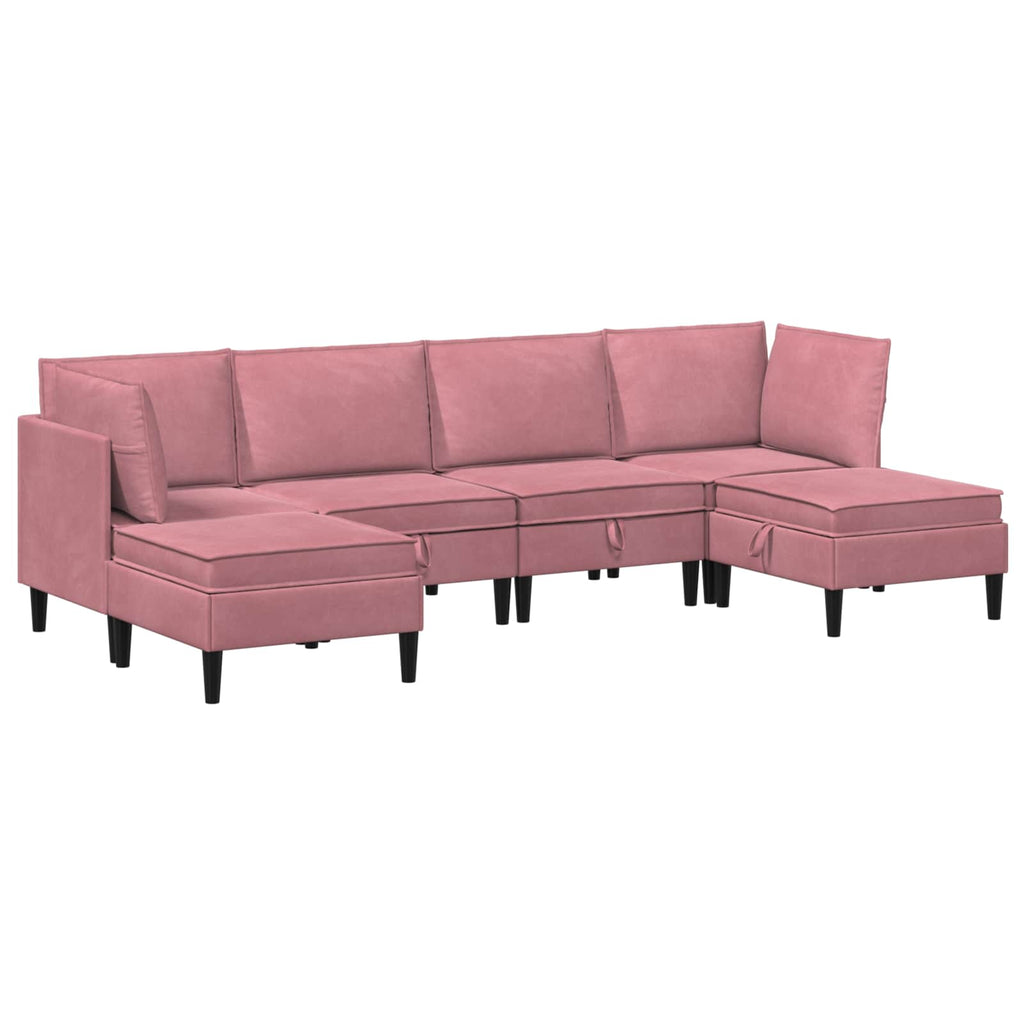 vidaXL Zestaw mebli do salonu z poduszką 6 pcs różowy Welur