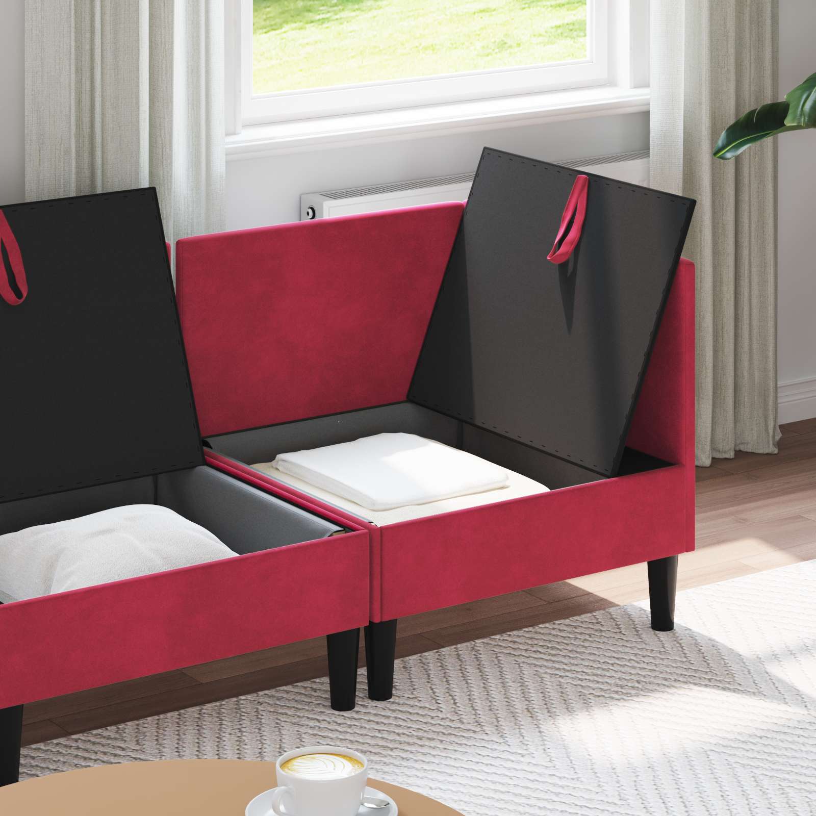 vidaXL Zestaw mebli do salonu z poduszką 3 pcs Czerwone wino Welur