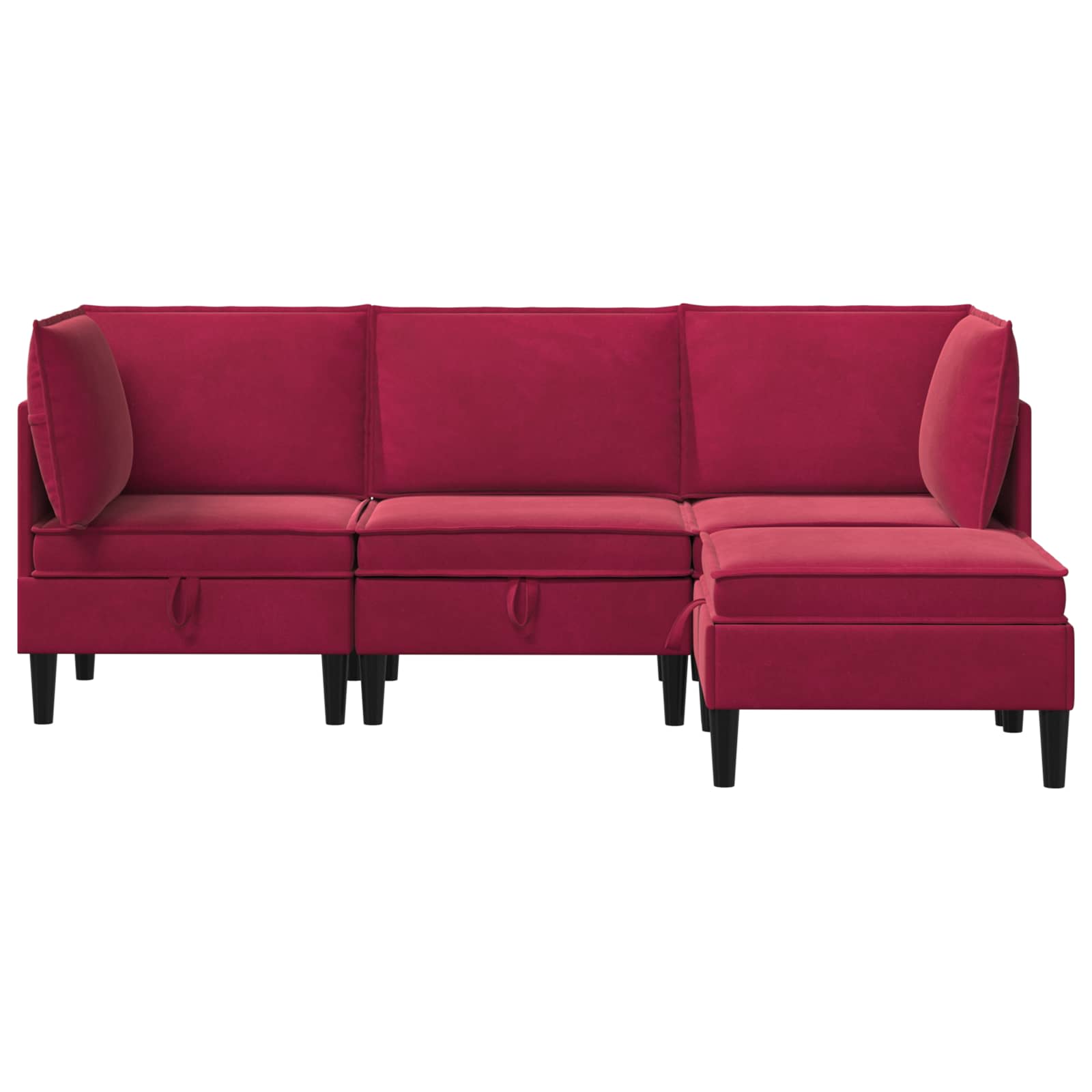 vidaXL Zestaw mebli do salonu z poduszką 4 pcs Czerwone wino Welur