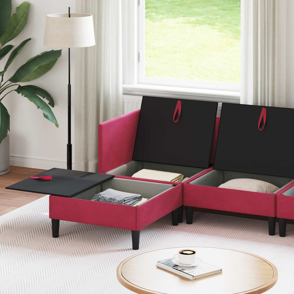 vidaXL Zestaw mebli do salonu z poduszką 6 pcs Czerwone wino Welur