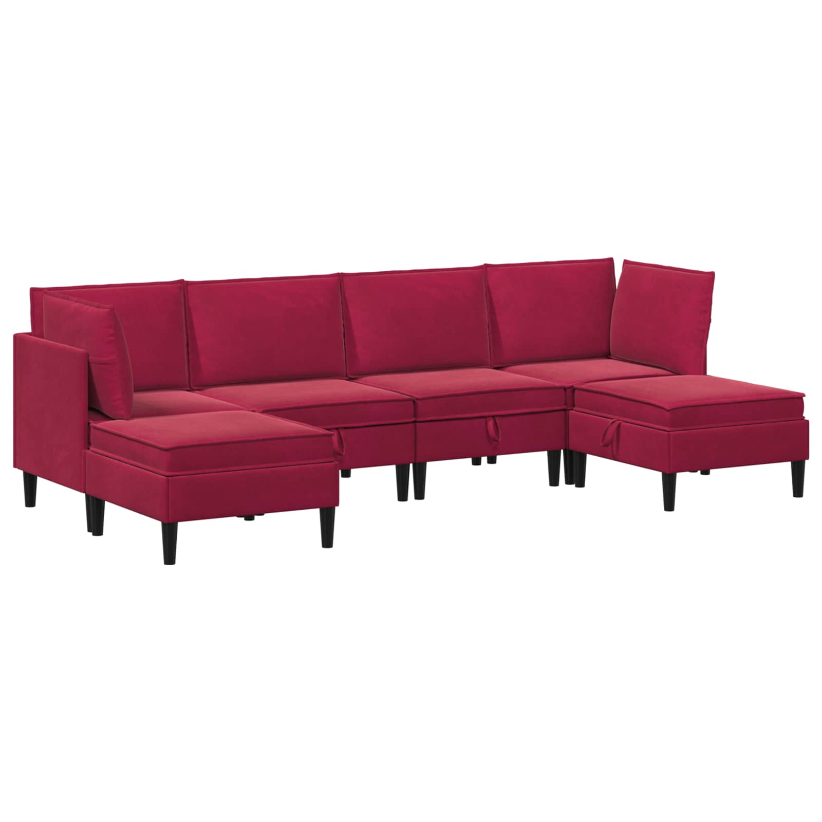 vidaXL Zestaw mebli do salonu z poduszką 6 pcs Czerwone wino Welur