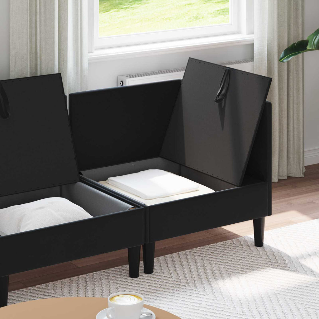 vidaXL Zestaw mebli do salonu z poduszką 3 pcs Czarny Welur
