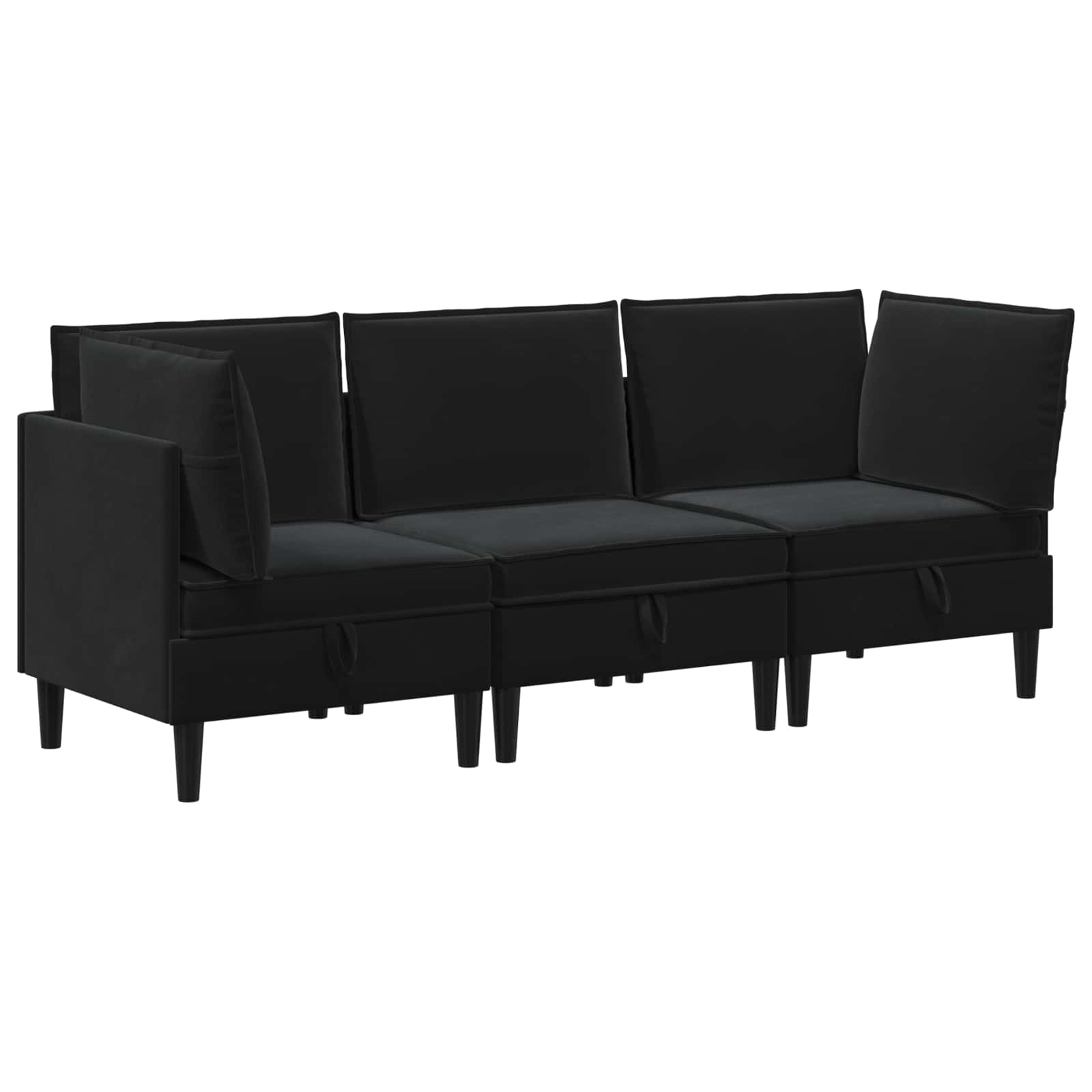 vidaXL Zestaw mebli do salonu z poduszką 3 pcs Czarny Welur