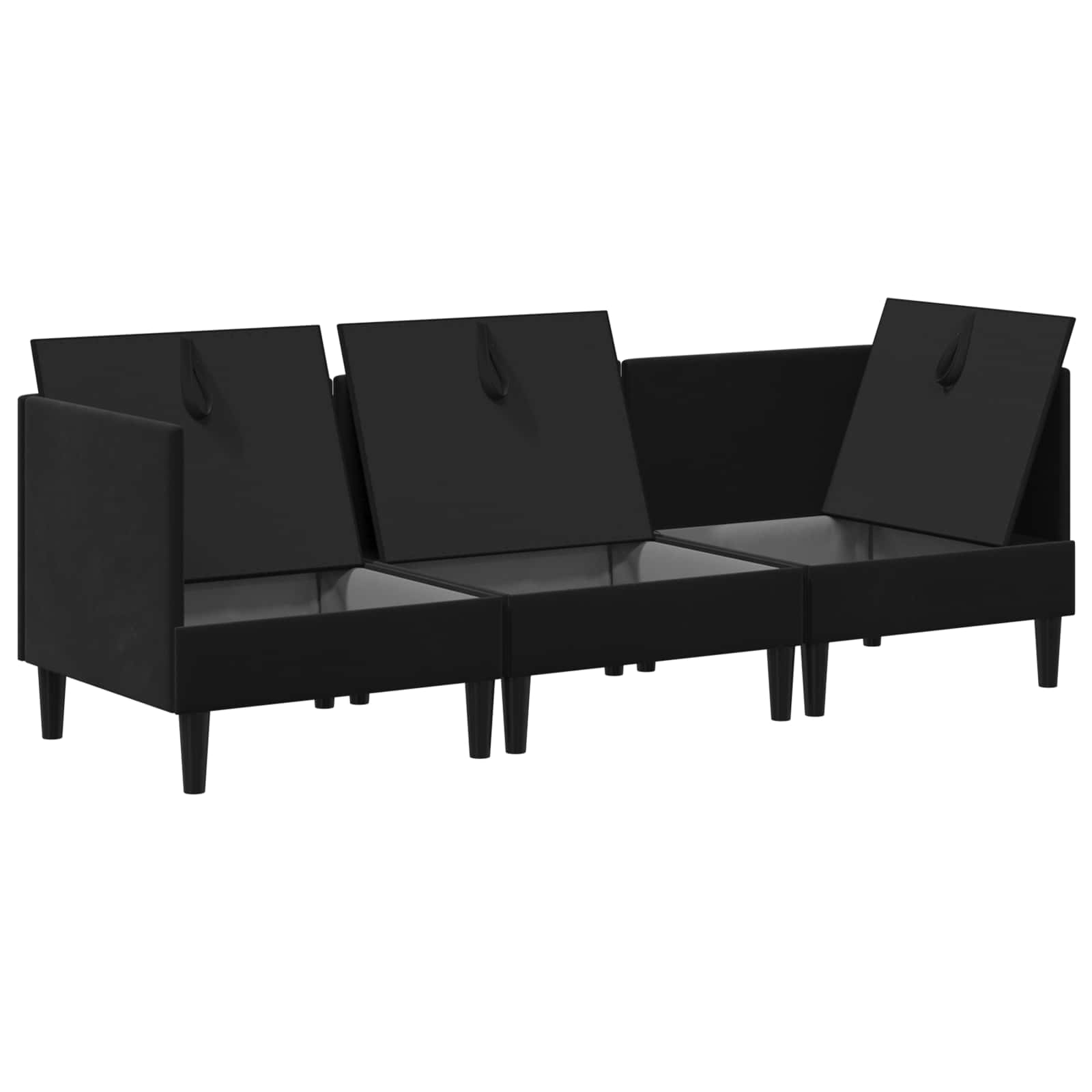 vidaXL Zestaw mebli do salonu z poduszką 3 pcs Czarny Welur