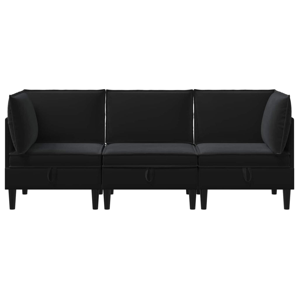 vidaXL Zestaw mebli do salonu z poduszką 3 pcs Czarny Welur