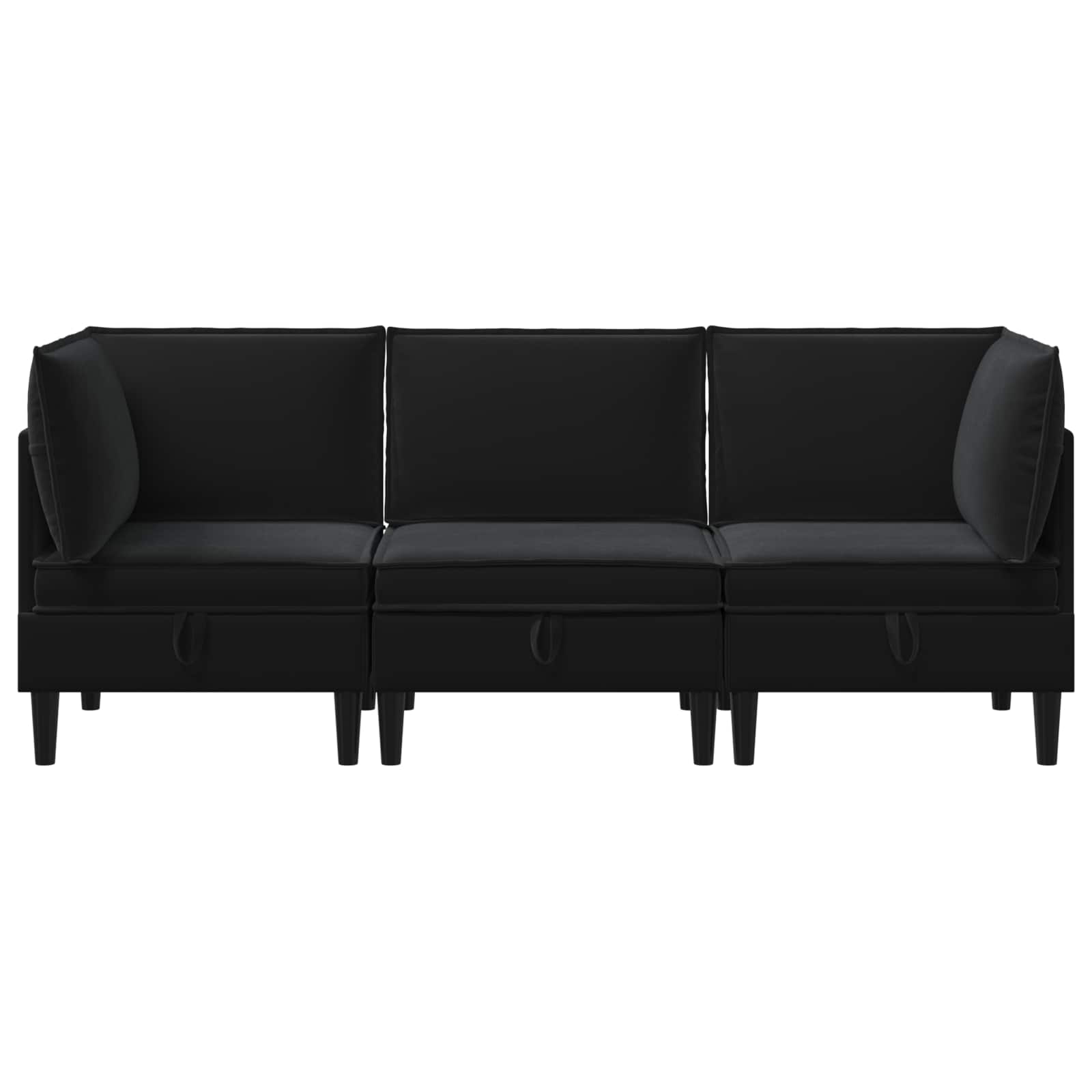 vidaXL Zestaw mebli do salonu z poduszką 3 pcs Czarny Welur