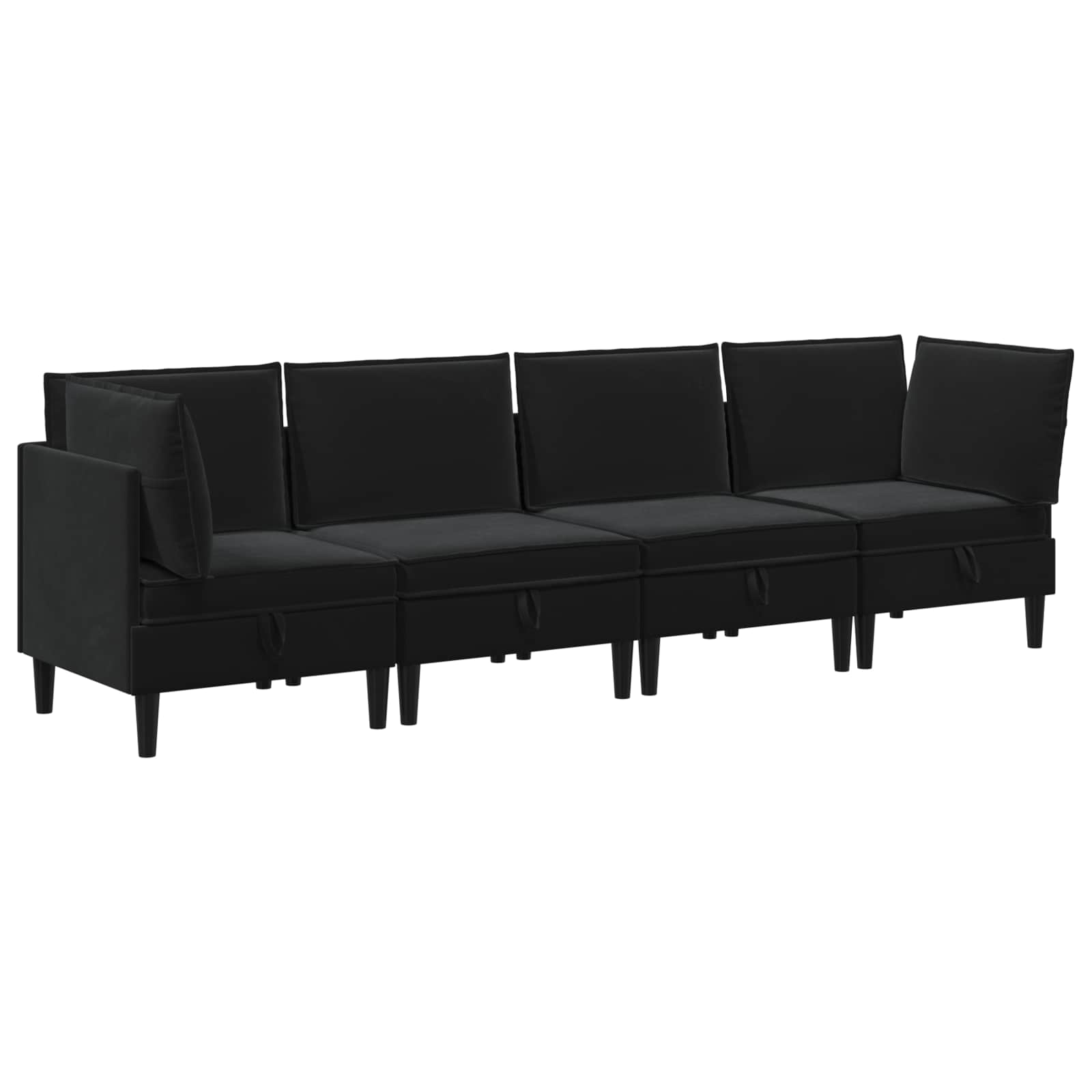 vidaXL Zestaw mebli do salonu z poduszką 4 pcs Czarny Welur