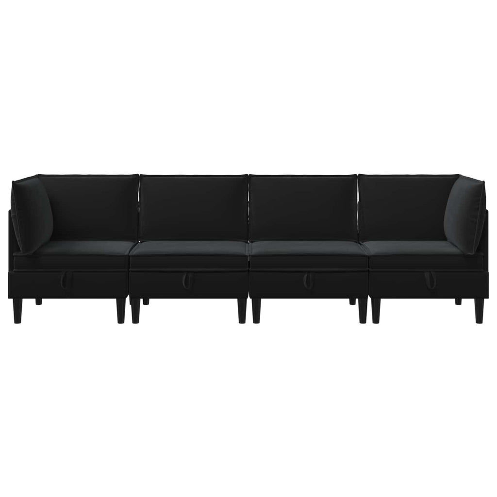 vidaXL Zestaw mebli do salonu z poduszką 4 pcs Czarny Welur