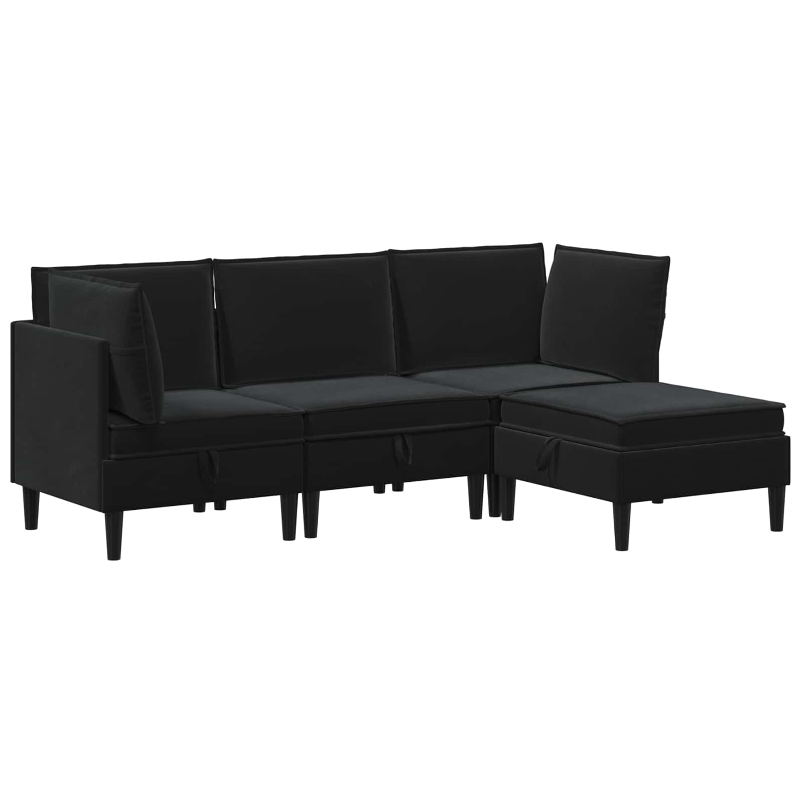 vidaXL Zestaw mebli do salonu z poduszką 4 pcs Czarny Welur