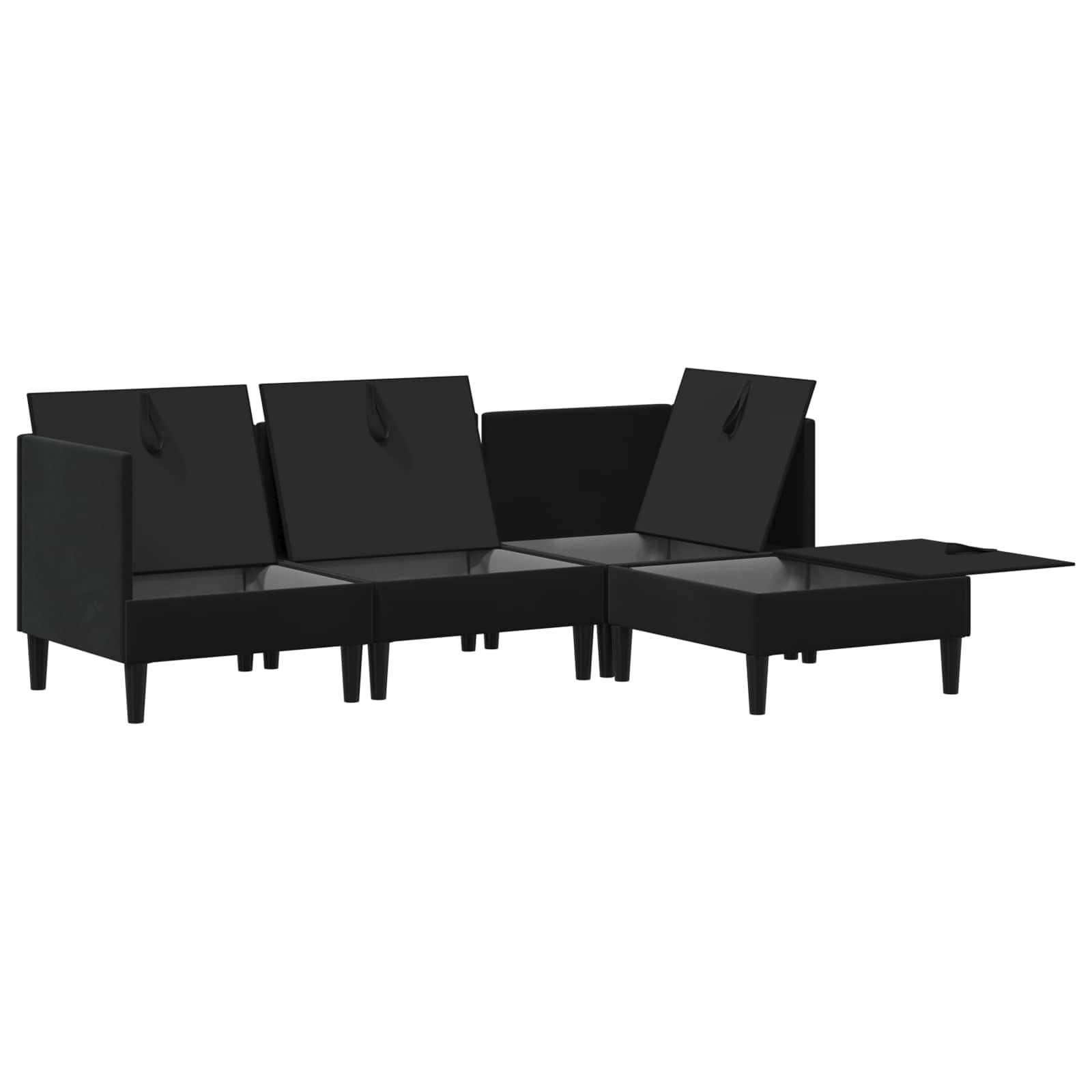vidaXL Zestaw mebli do salonu z poduszką 4 pcs Czarny Welur