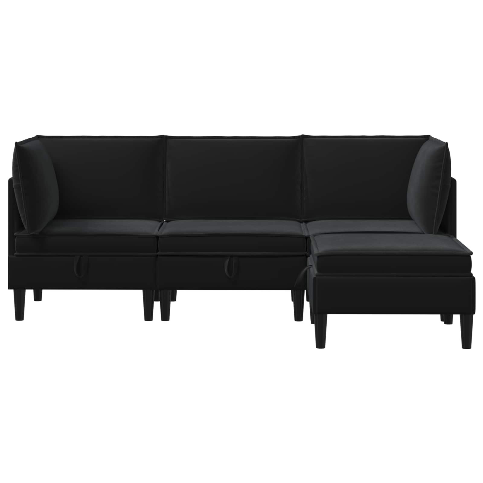 vidaXL Zestaw mebli do salonu z poduszką 4 pcs Czarny Welur