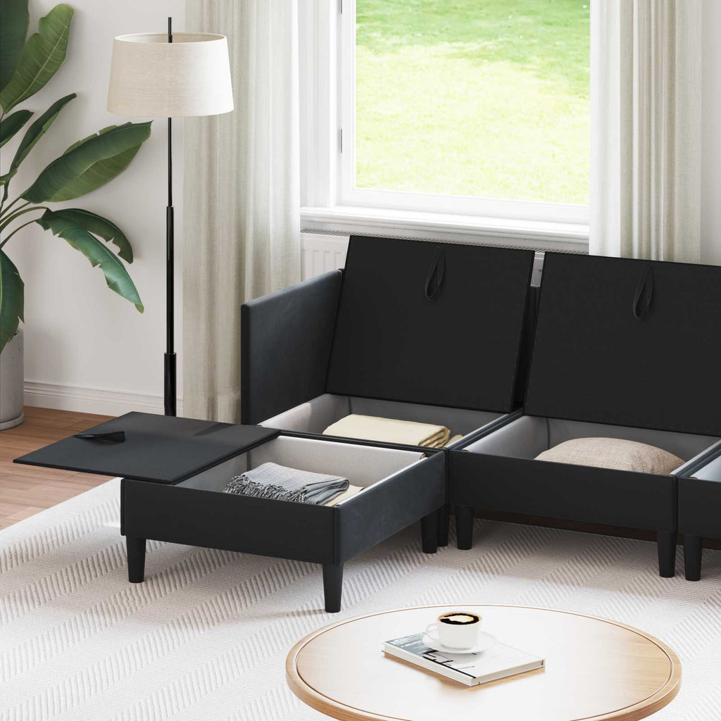 vidaXL Zestaw mebli do salonu z poduszką 5 pcs Czarny Welur