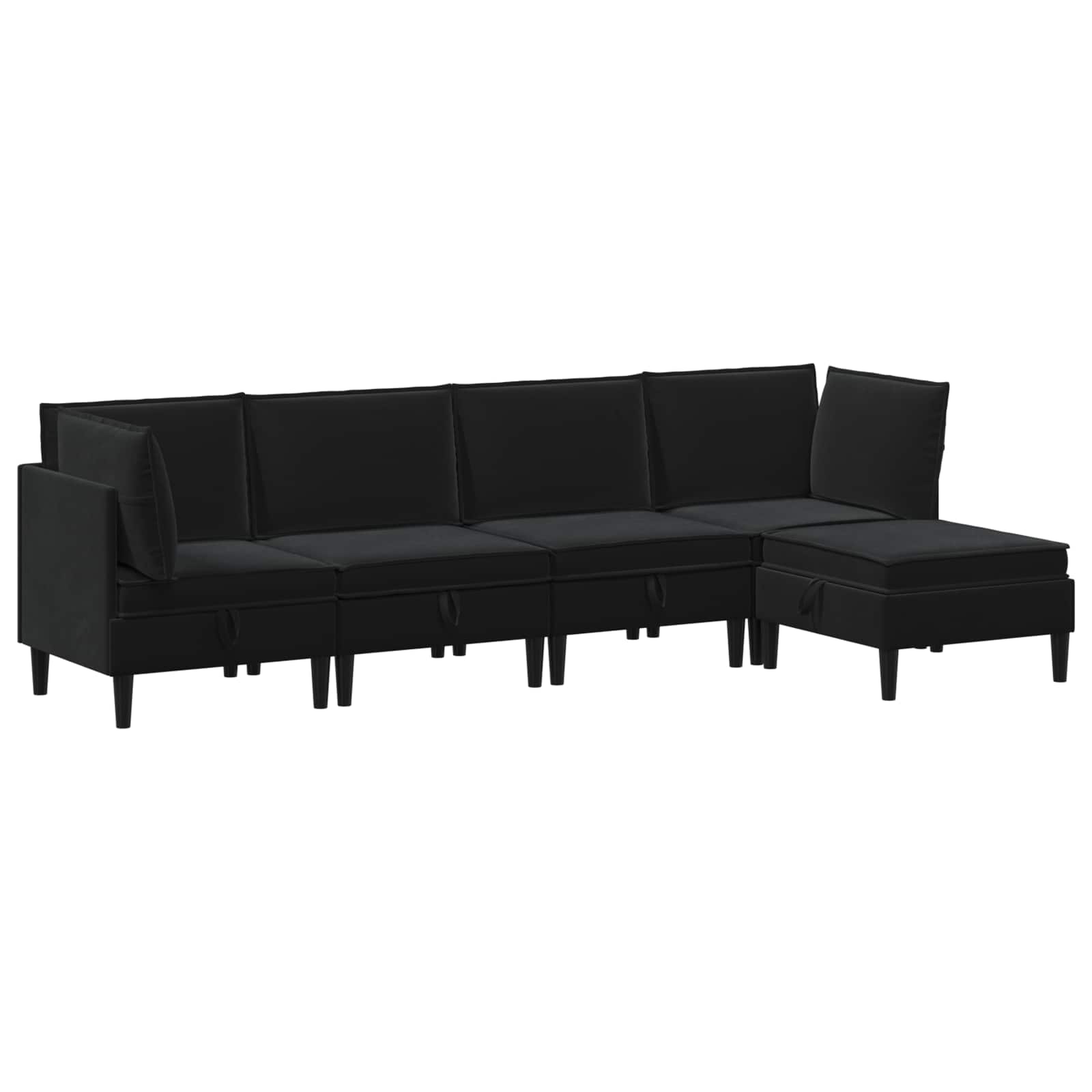 vidaXL Zestaw mebli do salonu z poduszką 5 pcs Czarny Welur