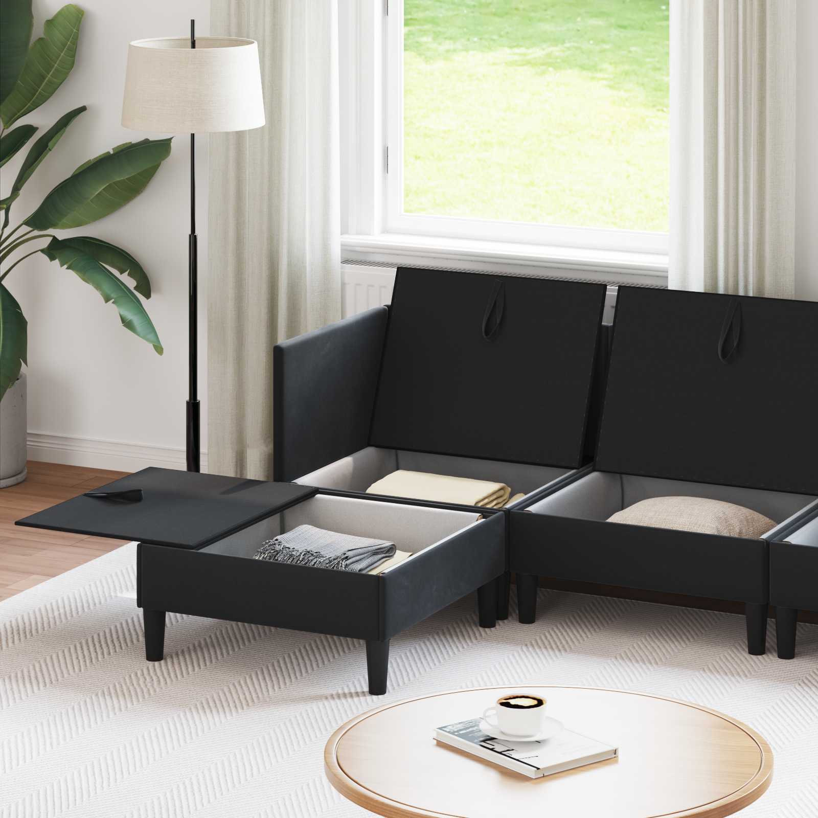 vidaXL Zestaw mebli do salonu z poduszką 6 pcs Czarny Welur