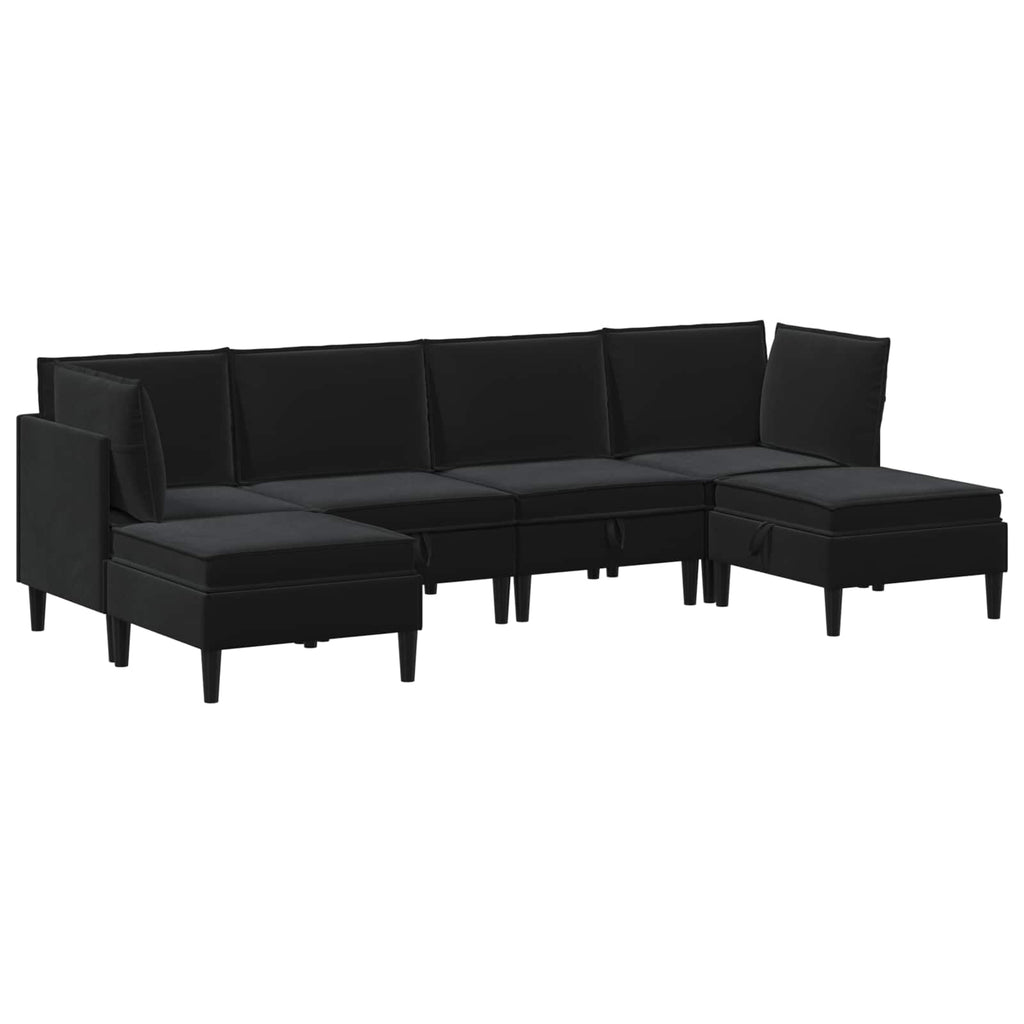 vidaXL Zestaw mebli do salonu z poduszką 6 pcs Czarny Welur