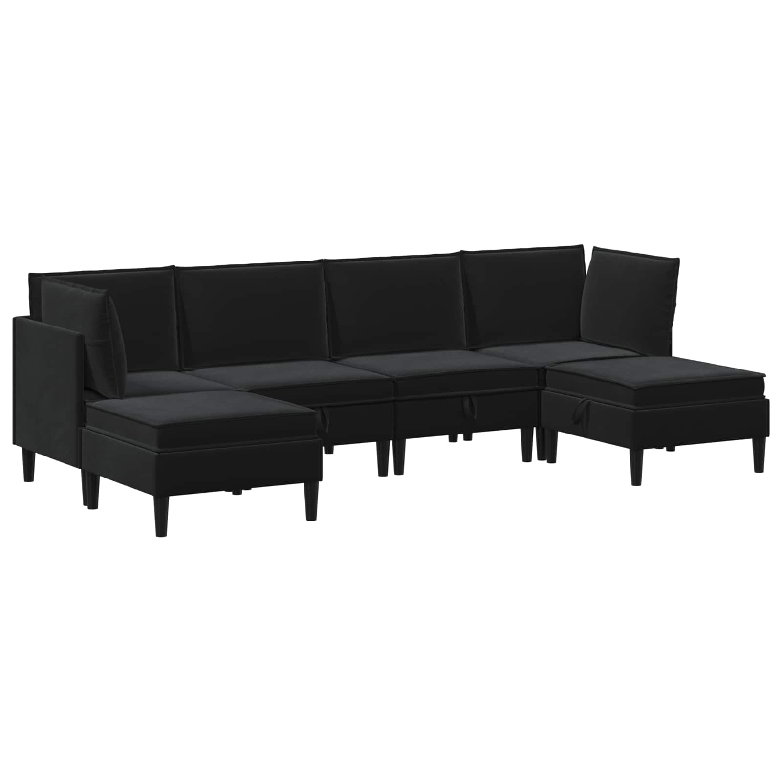 vidaXL Zestaw mebli do salonu z poduszką 6 pcs Czarny Welur