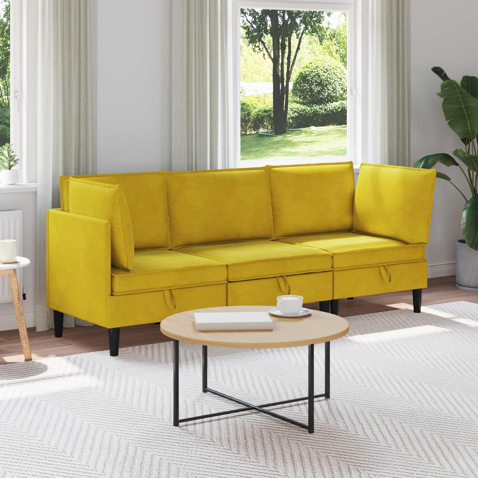 vidaXL Zestaw mebli do salonu z poduszką 3 pcs żółty Welur