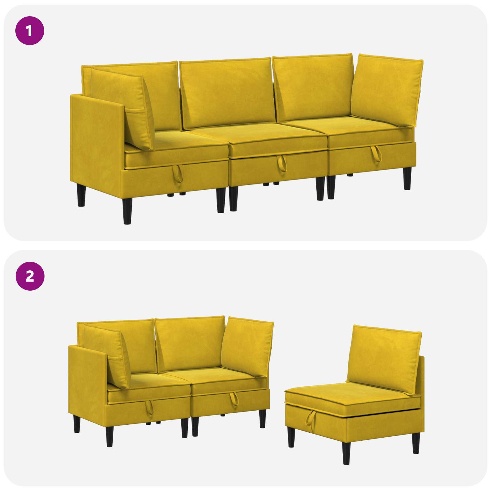 vidaXL Zestaw mebli do salonu z poduszką 3 pcs żółty Welur