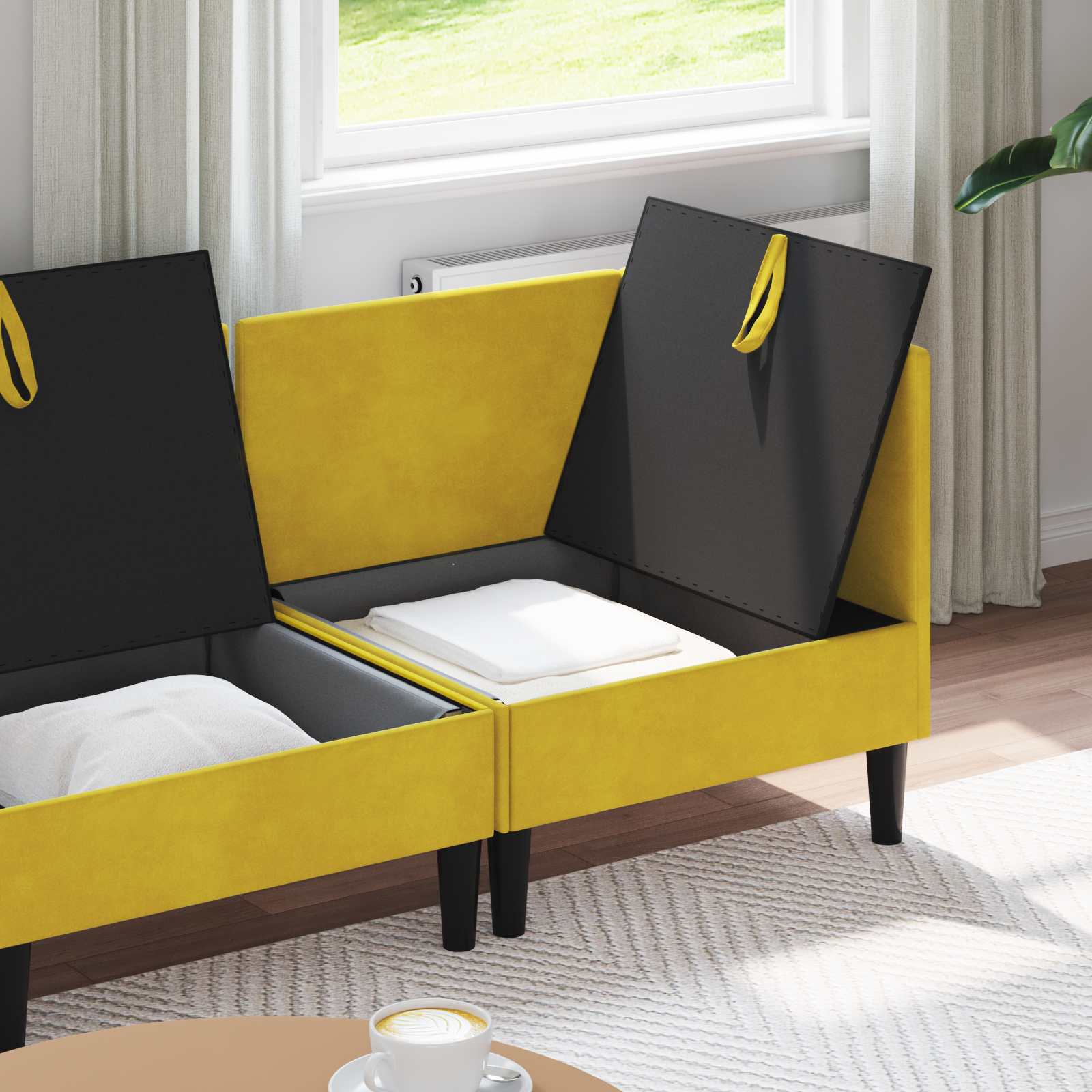 vidaXL Zestaw mebli do salonu z poduszką 4 pcs żółty Welur