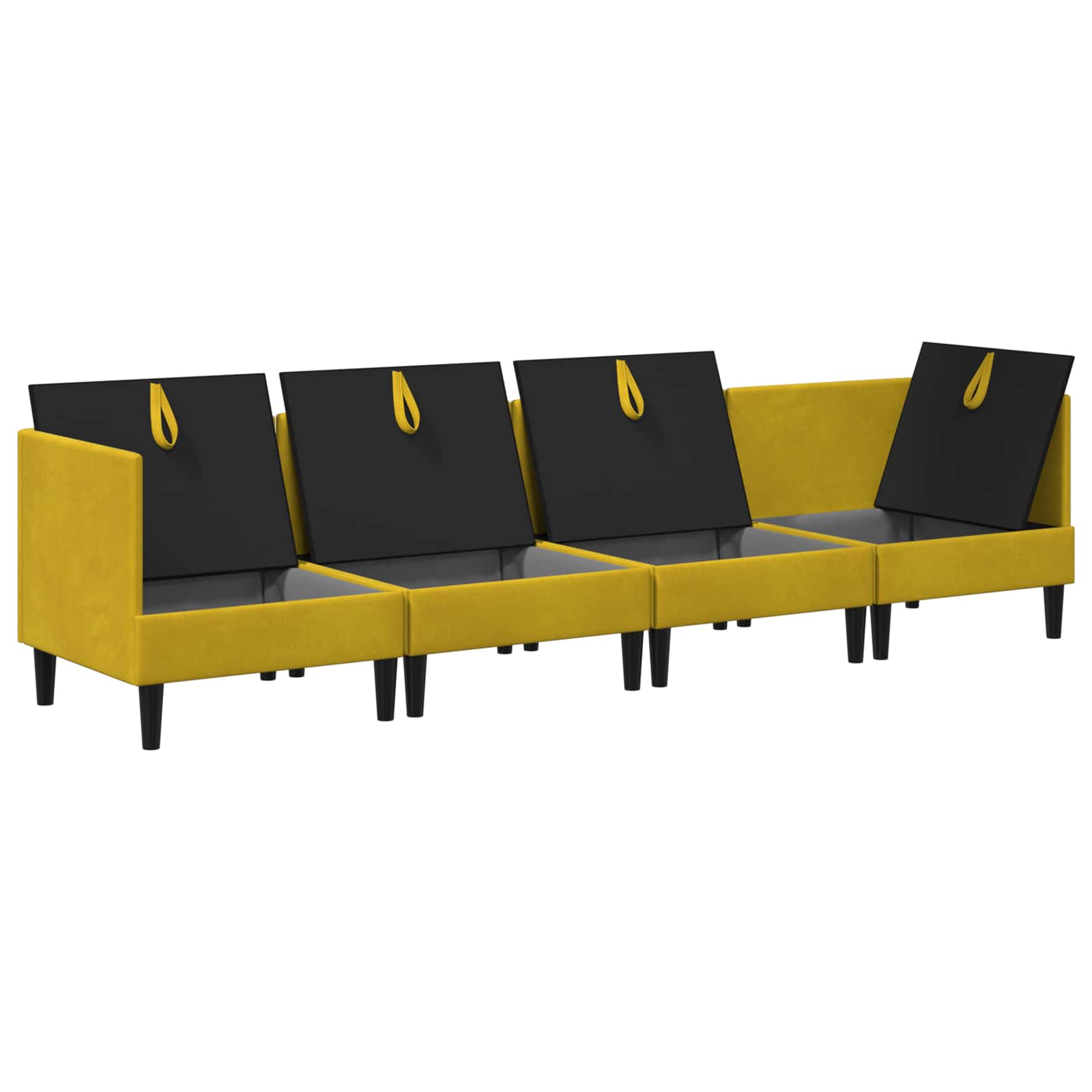 vidaXL Zestaw mebli do salonu z poduszką 4 pcs żółty Welur