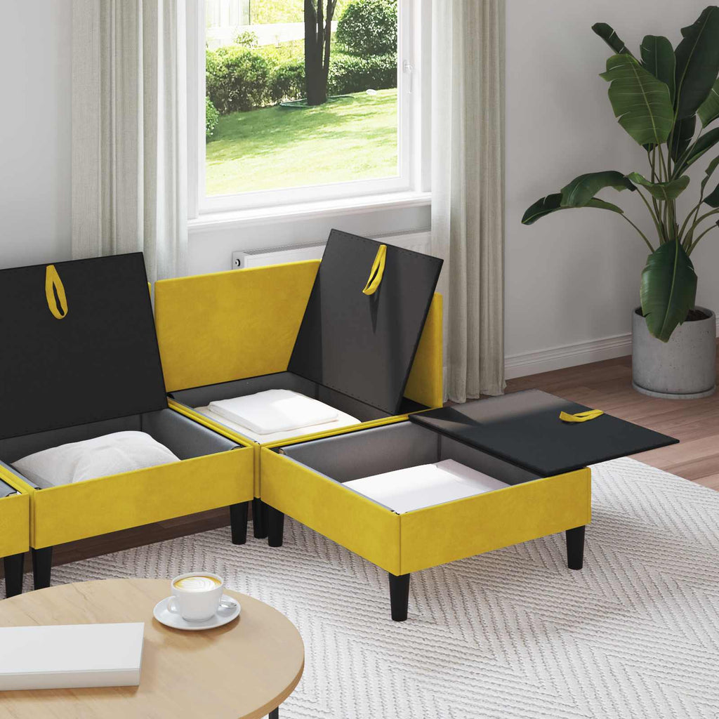 vidaXL Zestaw mebli do salonu z poduszką 4 pcs żółty Welur