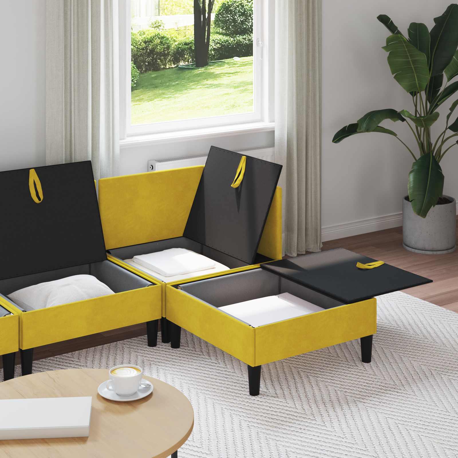 vidaXL Zestaw mebli do salonu z poduszką 4 pcs żółty Welur