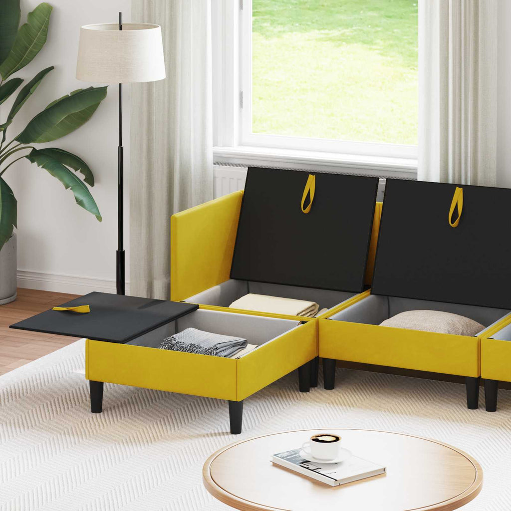 vidaXL Zestaw mebli do salonu z poduszką 5 pcs żółty Welur