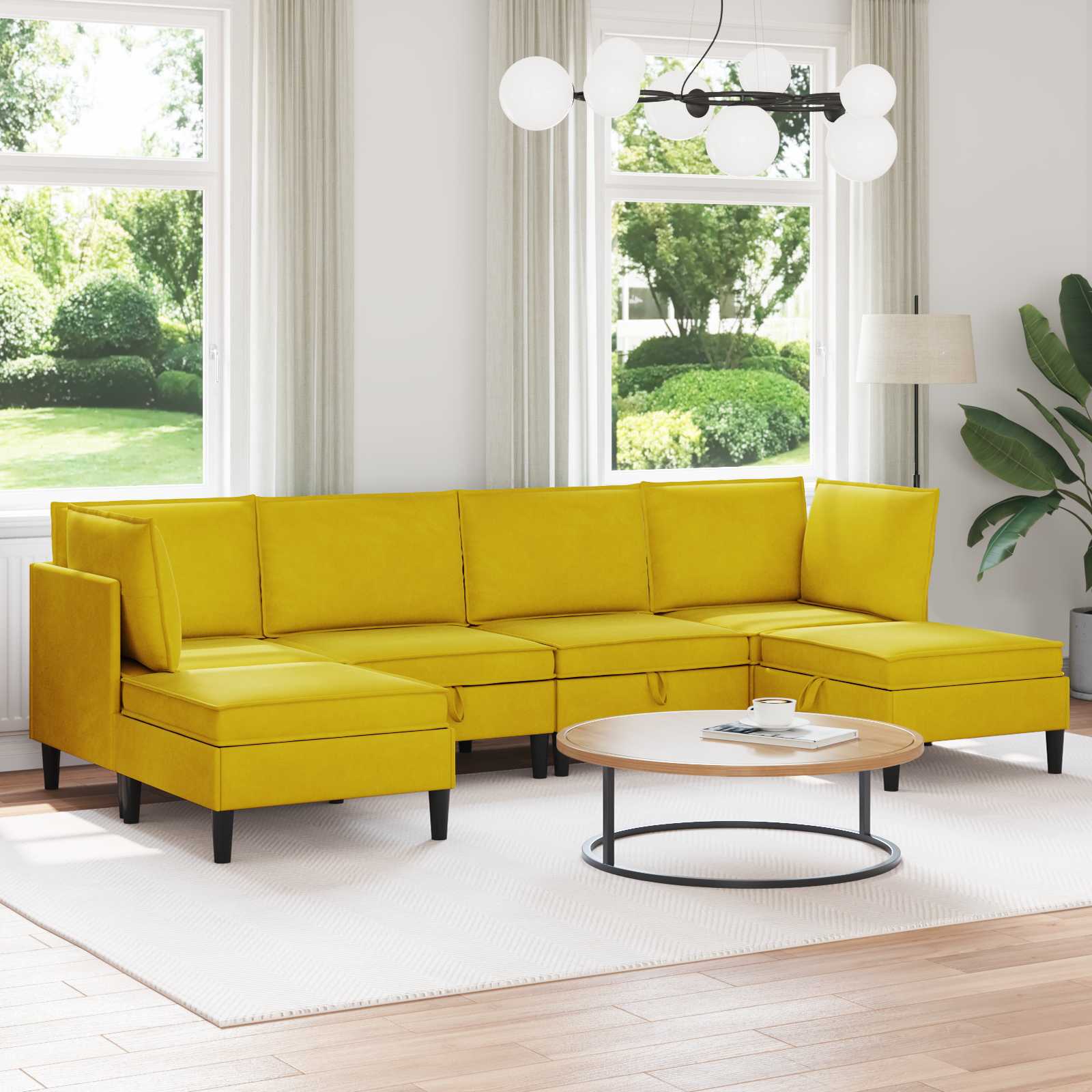 vidaXL Zestaw mebli do salonu z poduszką 6 pcs żółty Welur