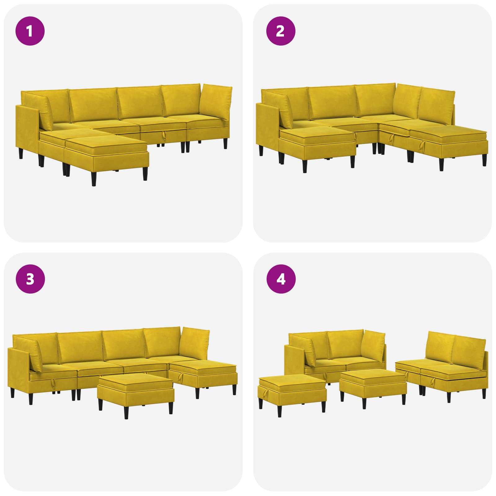 vidaXL Zestaw mebli do salonu z poduszką 6 pcs żółty Welur