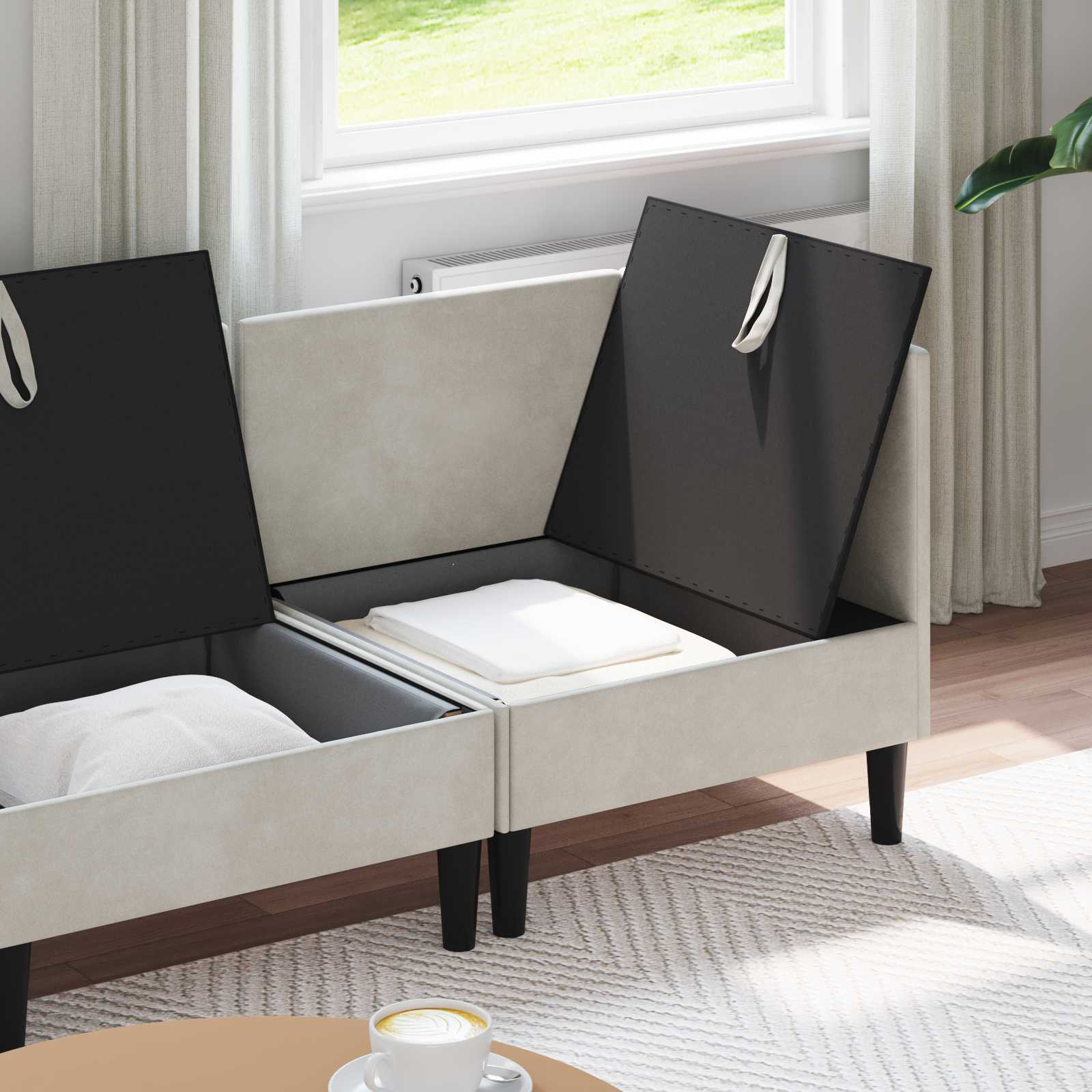 vidaXL Zestaw mebli do salonu z poduszką 3 pcs kremowy Welur