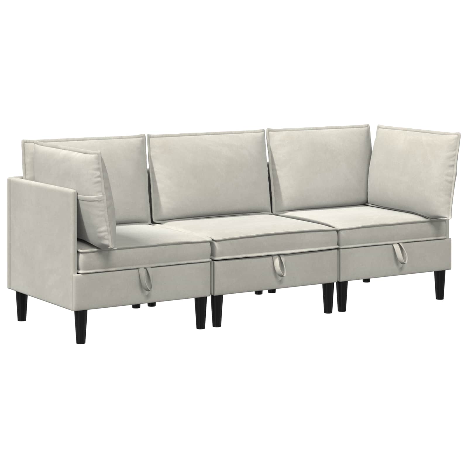 vidaXL Zestaw mebli do salonu z poduszką 3 pcs kremowy Welur